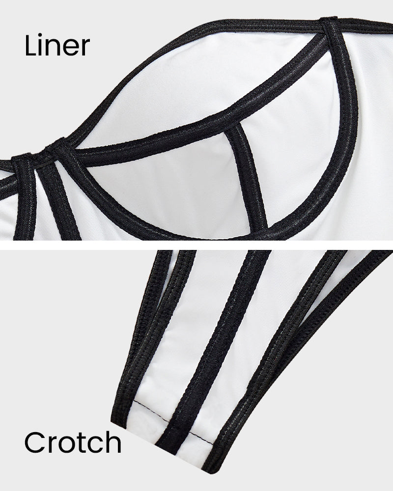 Chic Snatched Fit Contrast Trim Low Back Bodysuit