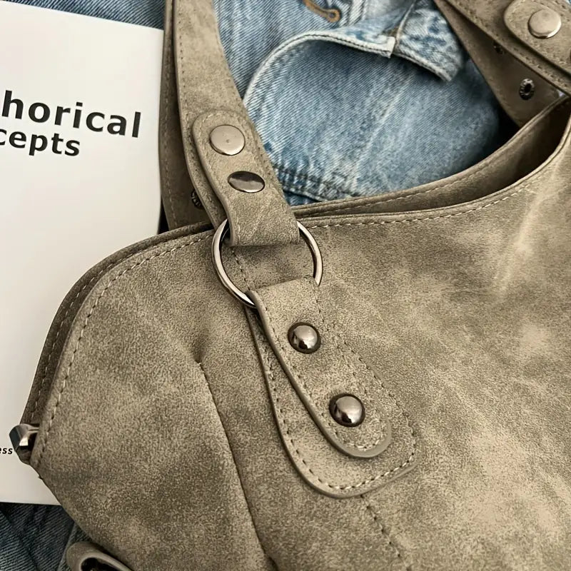 Velvet Voyage Vintage Vegan Suede-Style Crossbody Tote