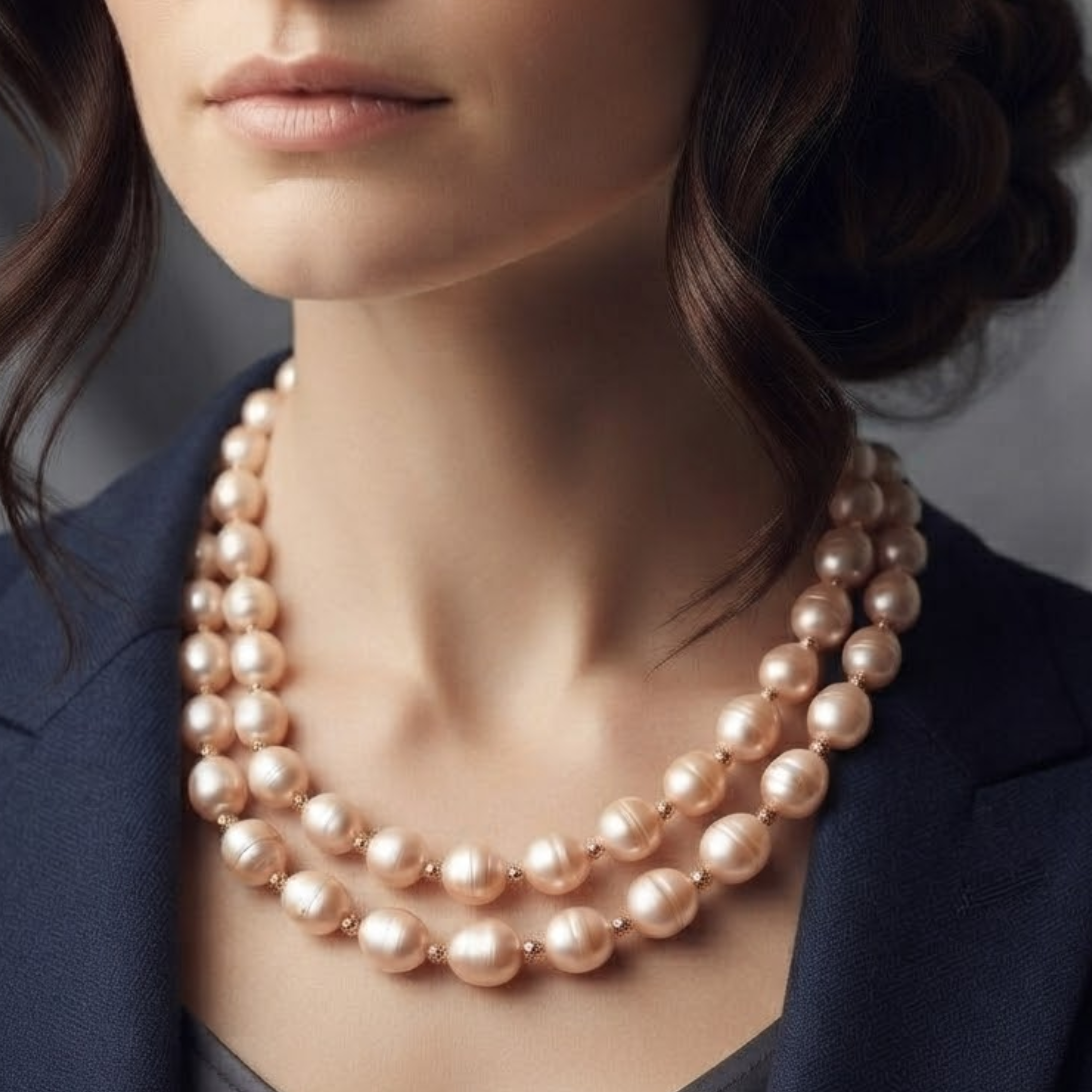 Collier de perles naturelles Rosélia en or rose de la mer du Sud