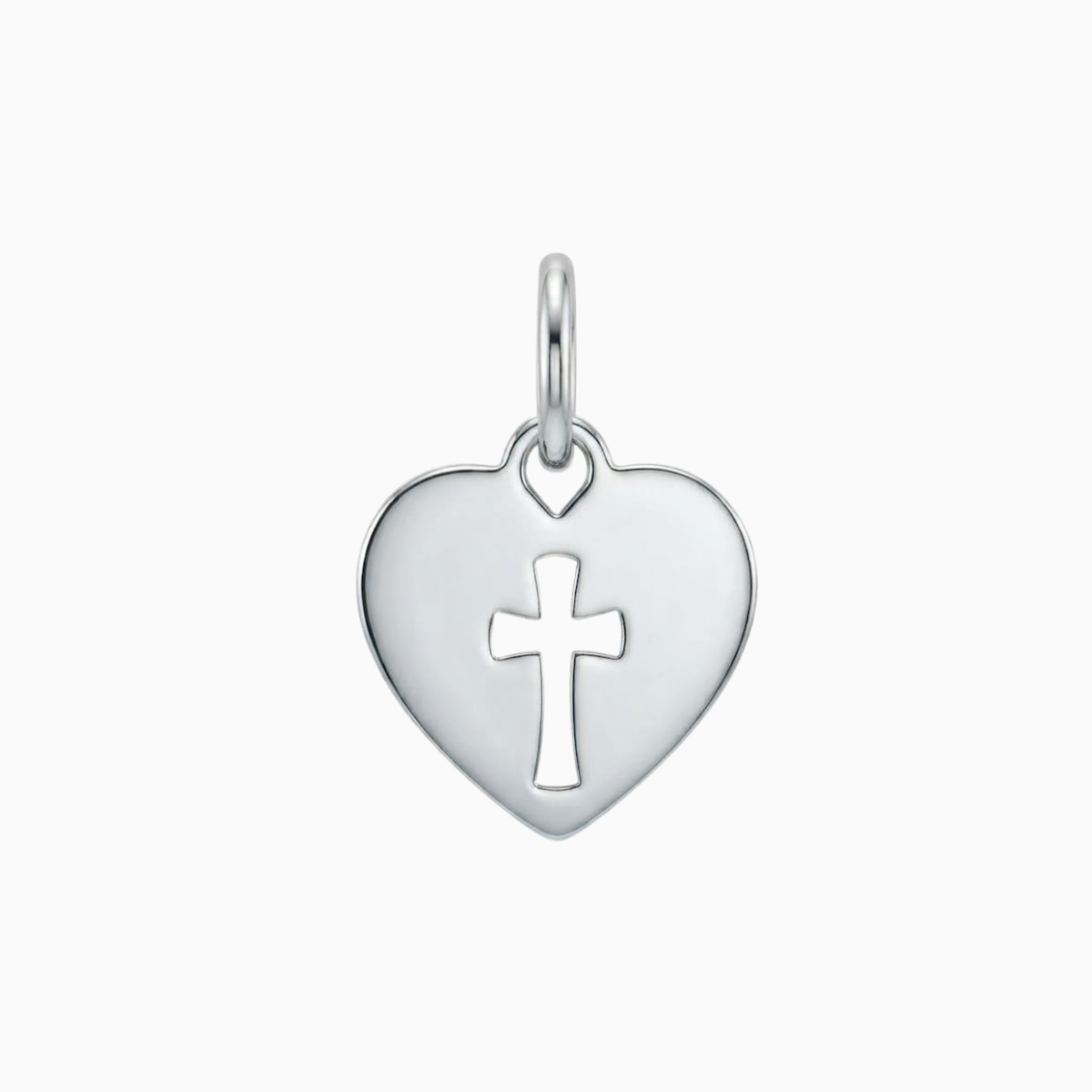 Charms - Silver Heart with Cross Pendant