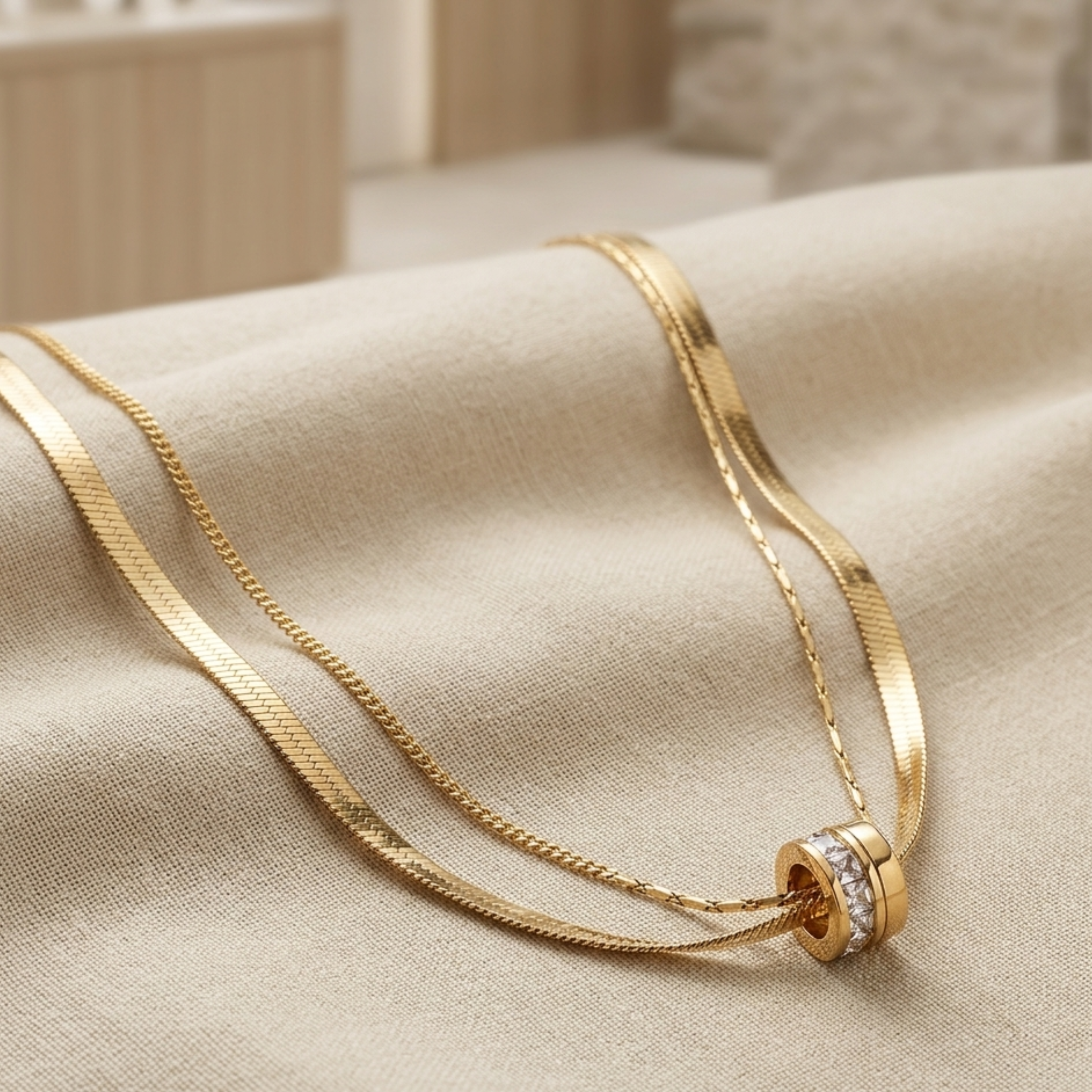 Virelle Gilded Rings Layered Necklace