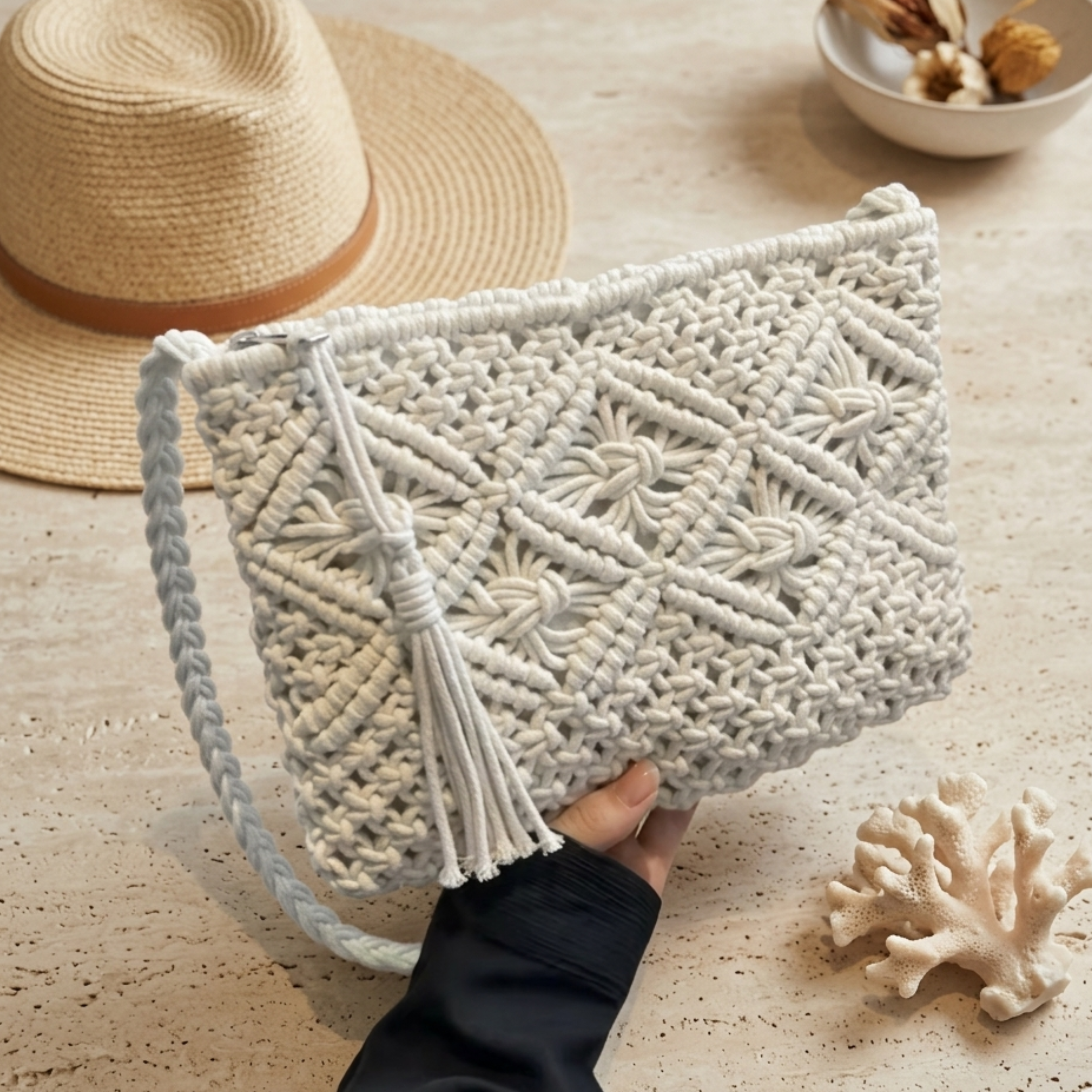 Stylish Tassel Woven Crossbody Bag - Sustainable Bag