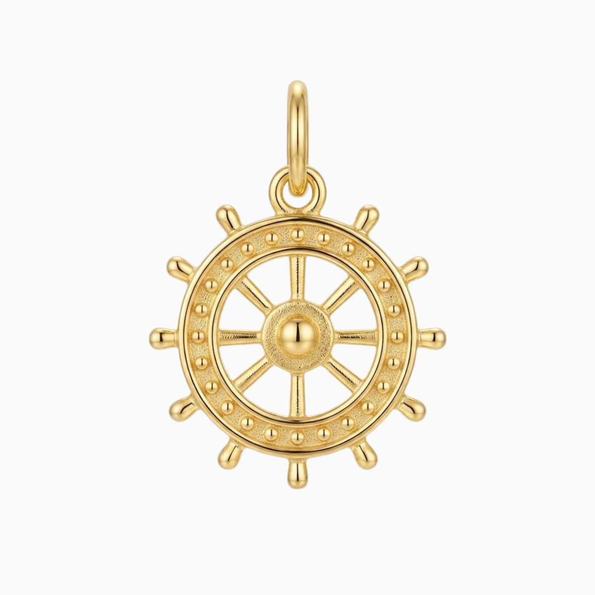 Charms - Gold Ship Wheel Pendant