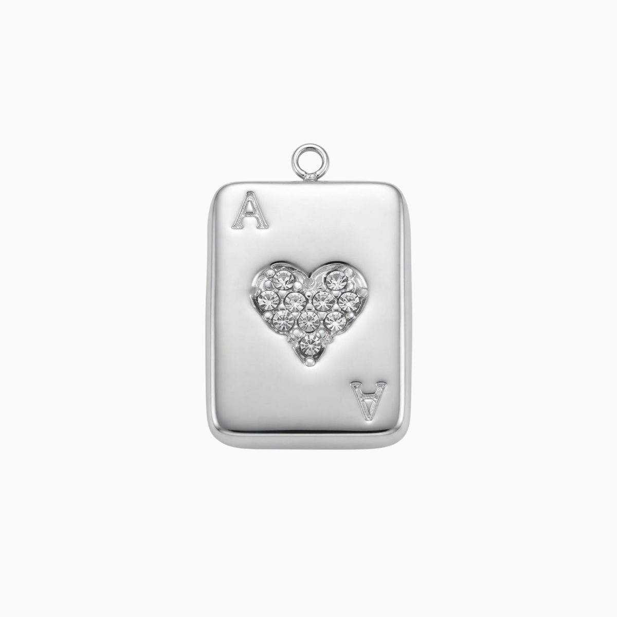 Charms - Silver Ace of Hearts Card Pendant