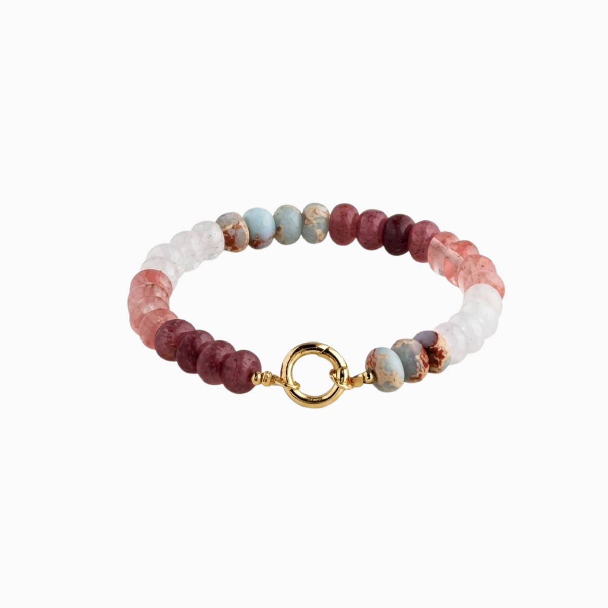 Bracciali - Bracciale dorato con perline multicolori