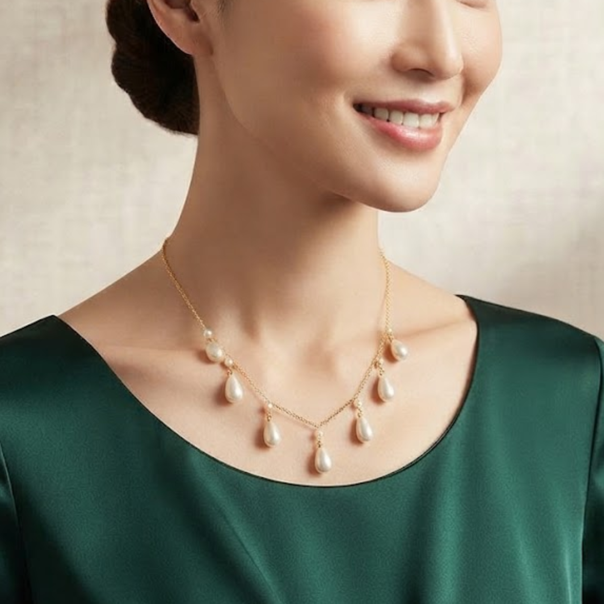 Asteria Sea Shell Pearl Link Necklace