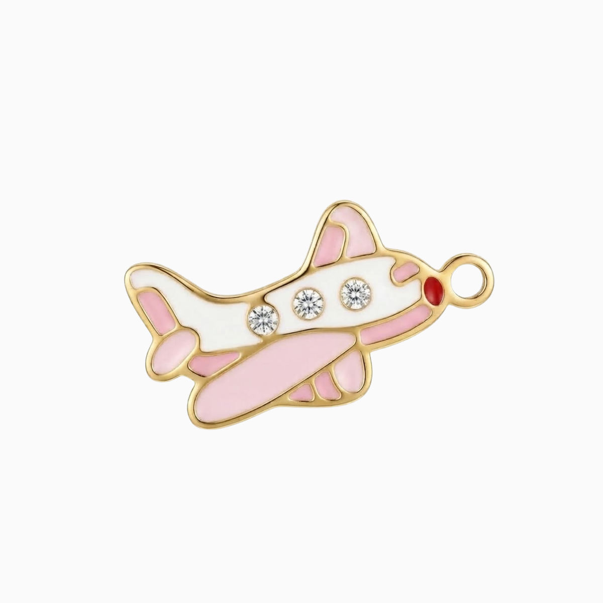Charms - Gold Pink Airplane Pendant