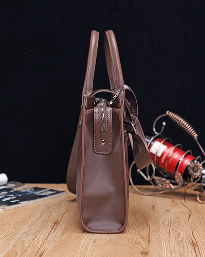 Executive Edge Premium Leather Laptop Briefcase