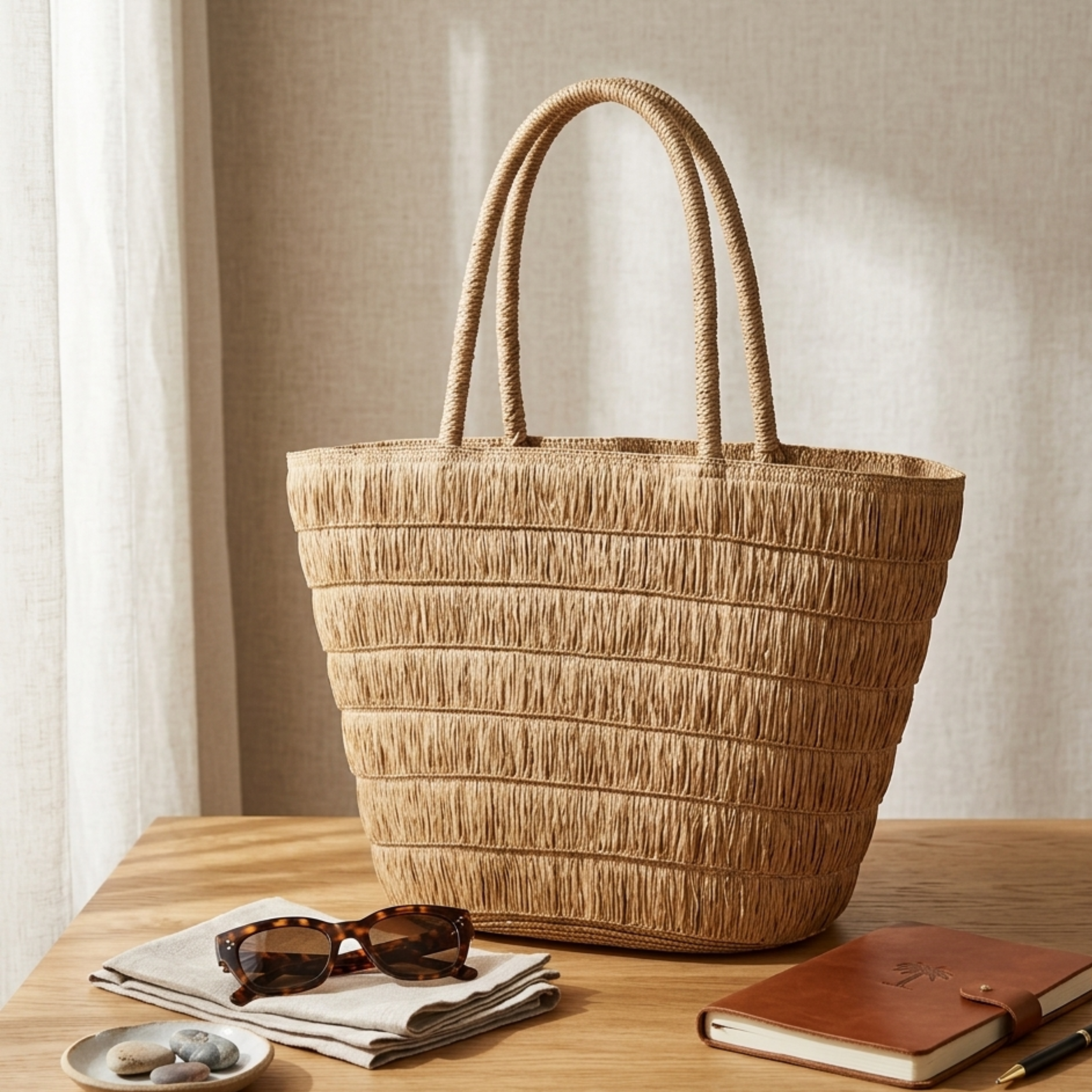 Aesthetic Summer Woven Tote Shoulder Bag – Sustainable Bag