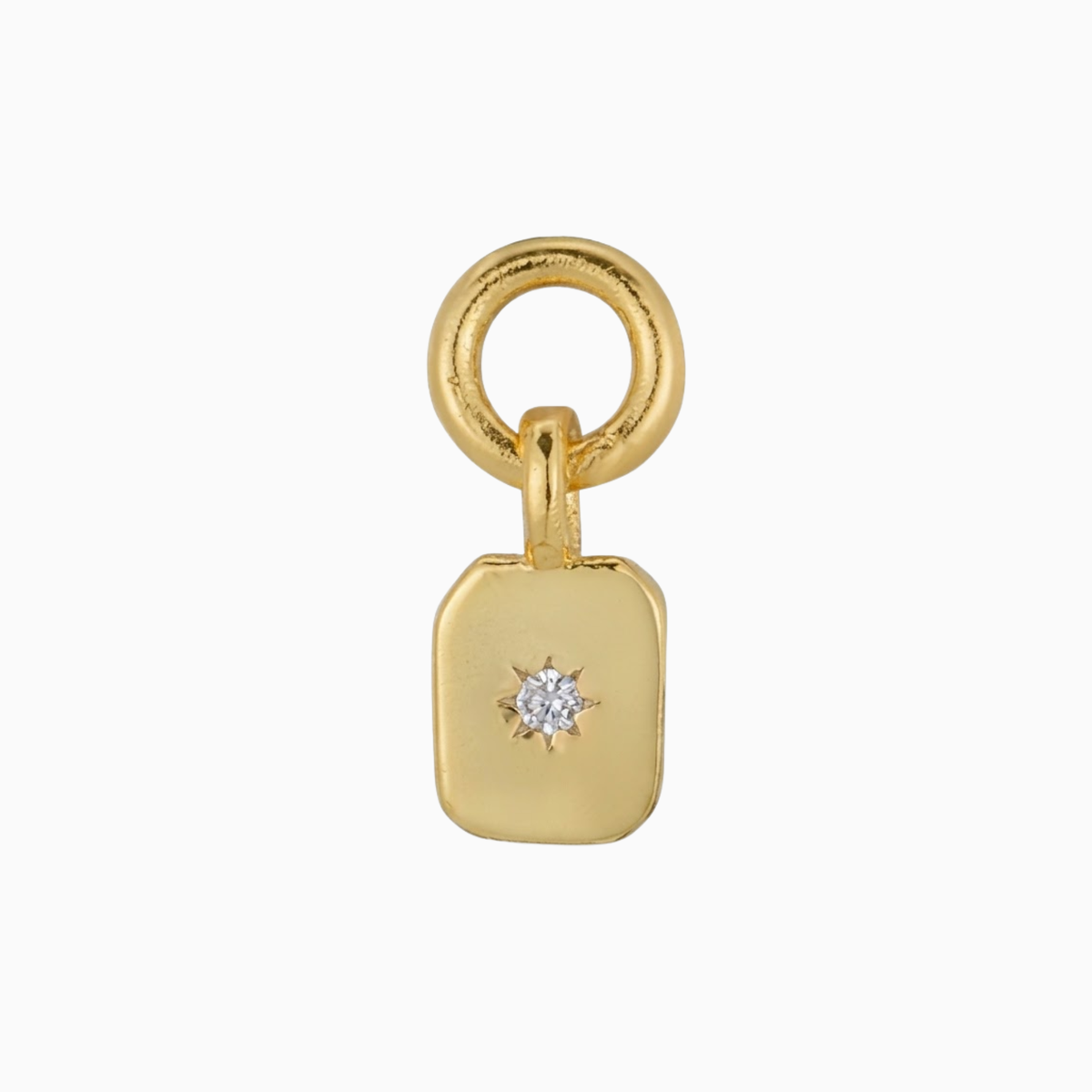 Charms - Gold Rectangle Solitaire Gem Pendant