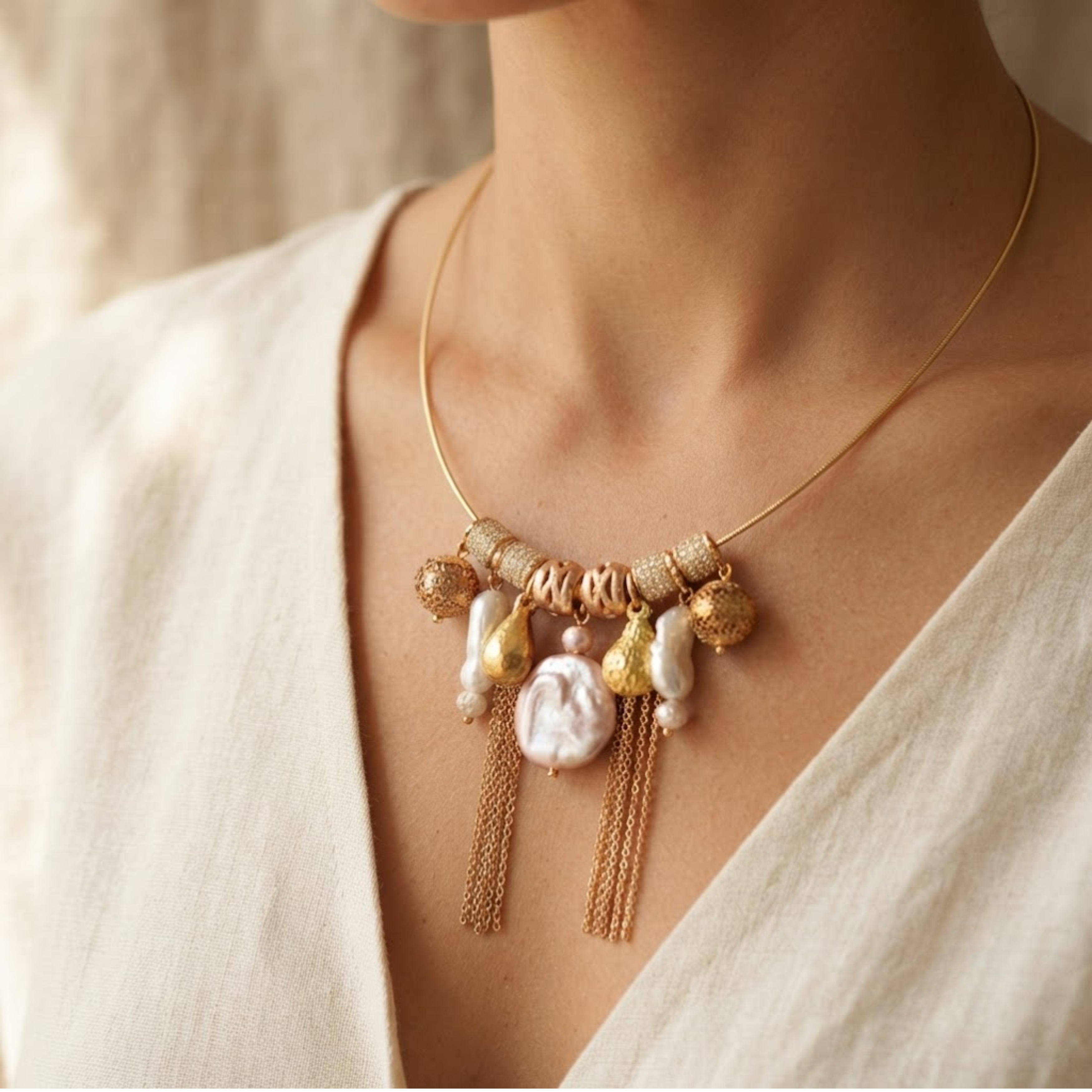 Collana choker Eudora con perle a moneta viola coltivate