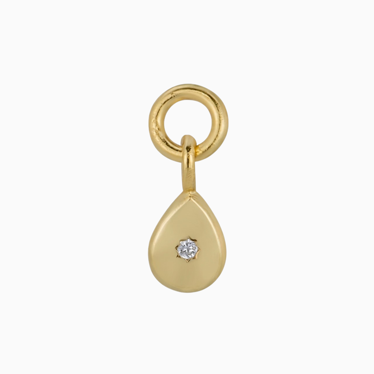 Pendentif breloque - gemme solitaire dorée en goutte