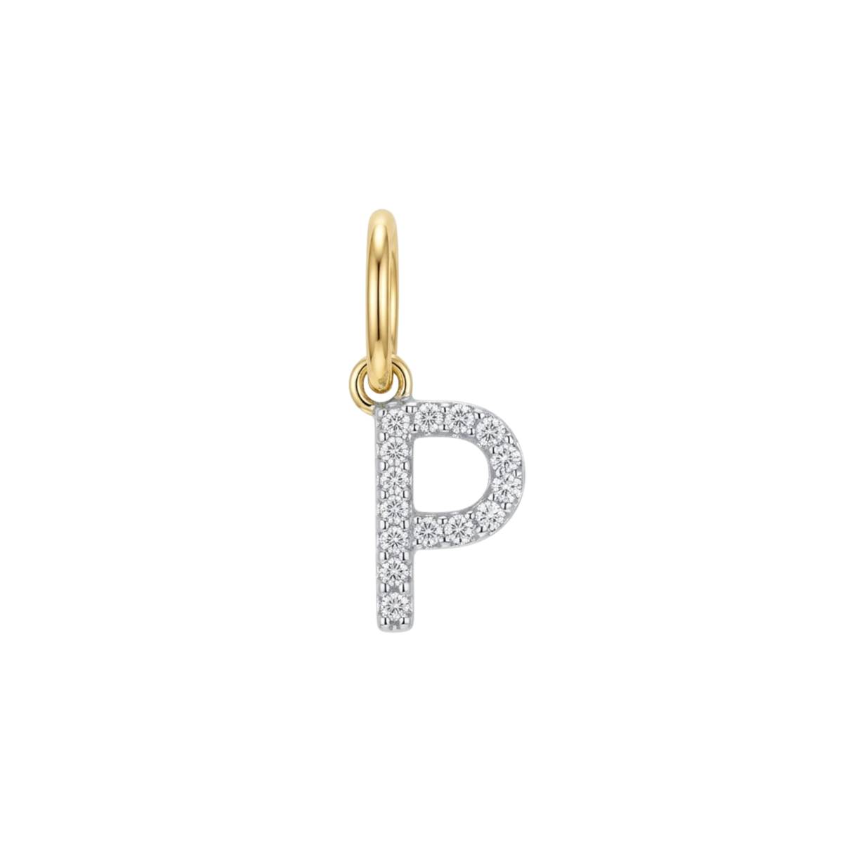 Breloques - Pendentif lettre P serti de pierres précieuses