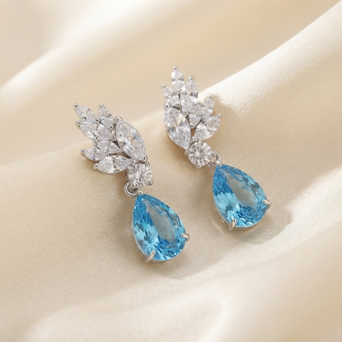 Anora Pear Cluster Drop Earrings