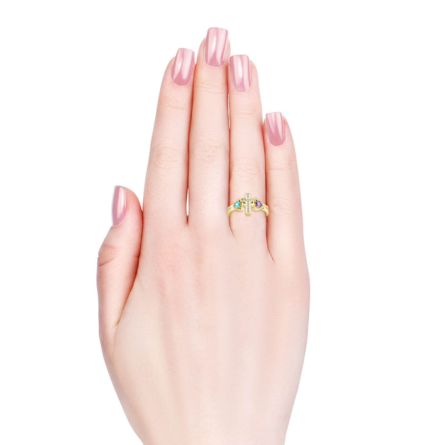 Custom Engraved 925 Sterling Silver Ring with Zircon Stones – Personalized Jewelry for Women
