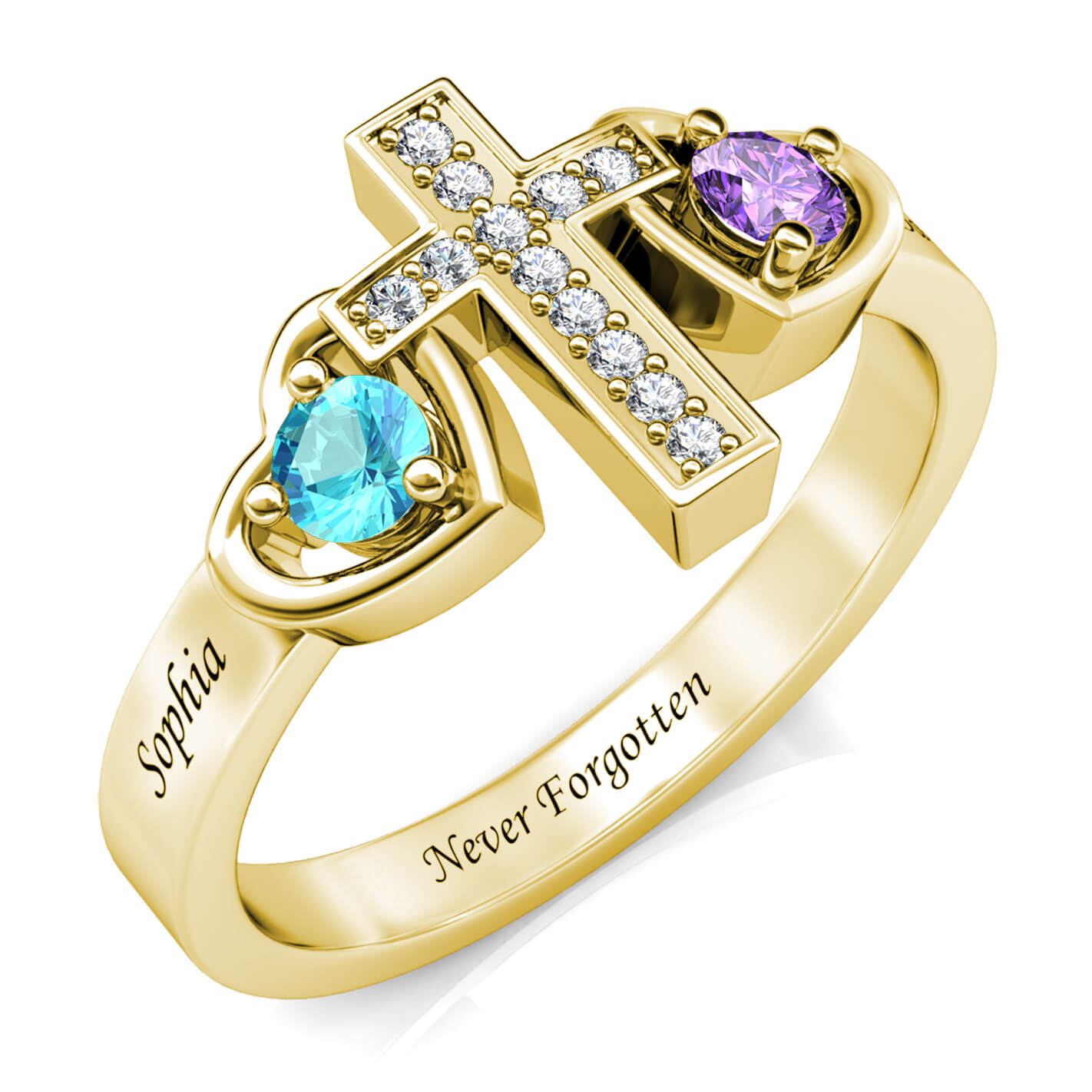Custom Engraved 925 Sterling Silver Ring with Zircon Stones – Personalized Jewelry for Women