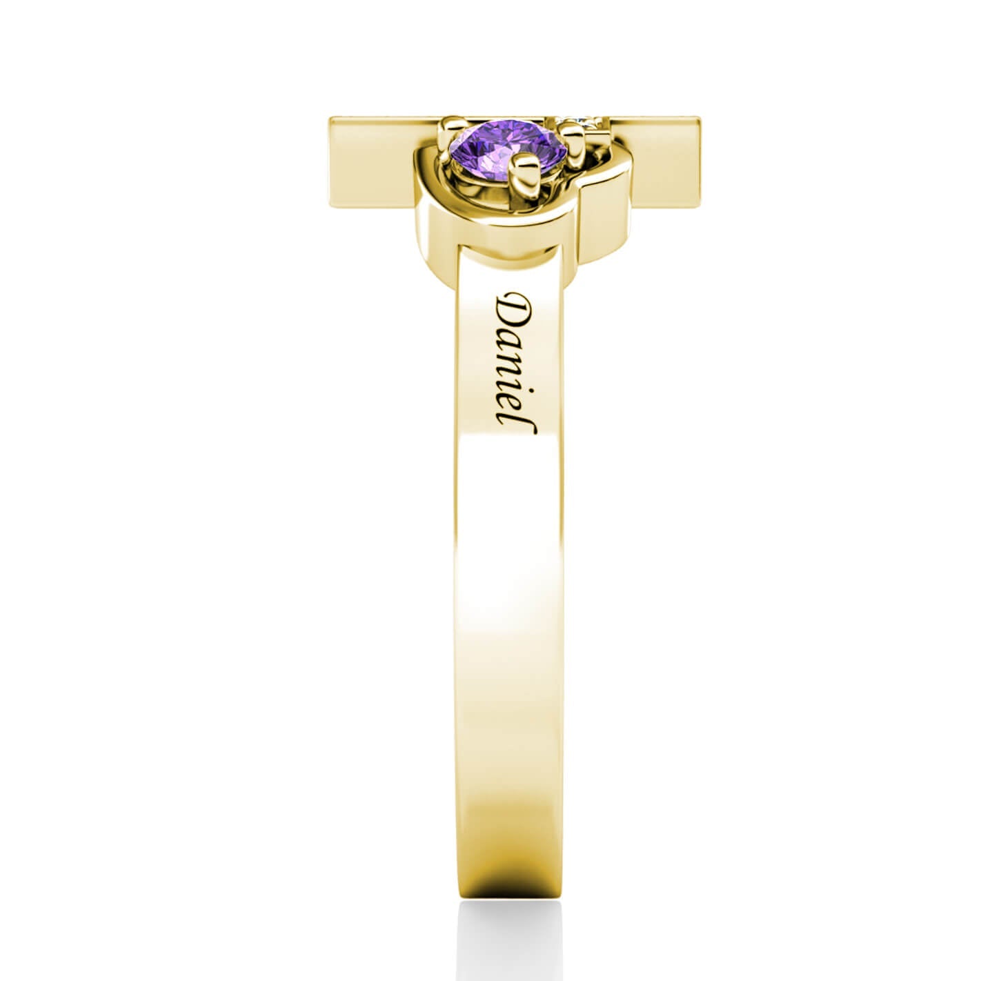 Custom Engraved 925 Sterling Silver Ring with Zircon Stones – Personalized Jewelry for Women