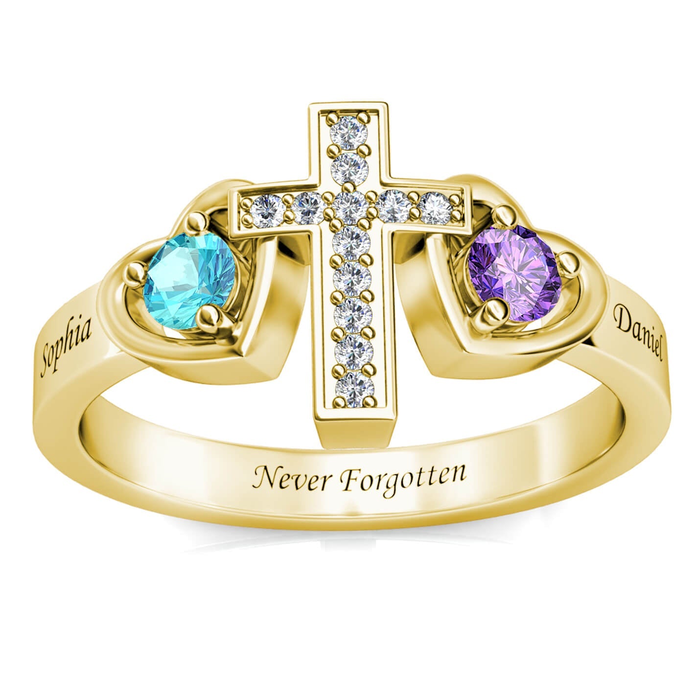Custom Engraved 925 Sterling Silver Ring with Zircon Stones – Personalized Jewelry for Women