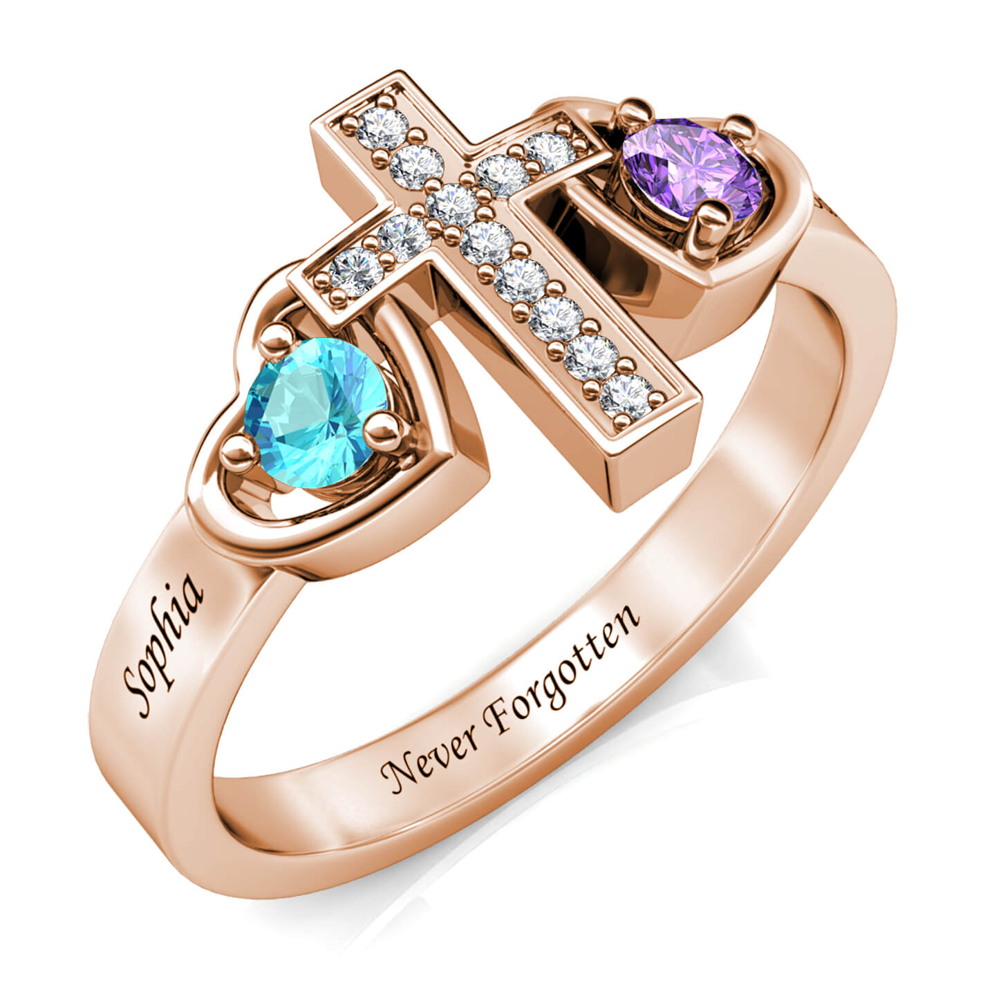 Custom Engraved 925 Sterling Silver Ring with Zircon Stones – Personalized Jewelry for Women
