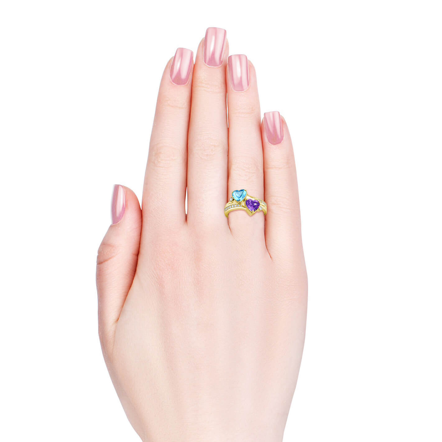 Personalized Zircon Ring in 925 Sterling Silver and 18K Gold /Rose Gold