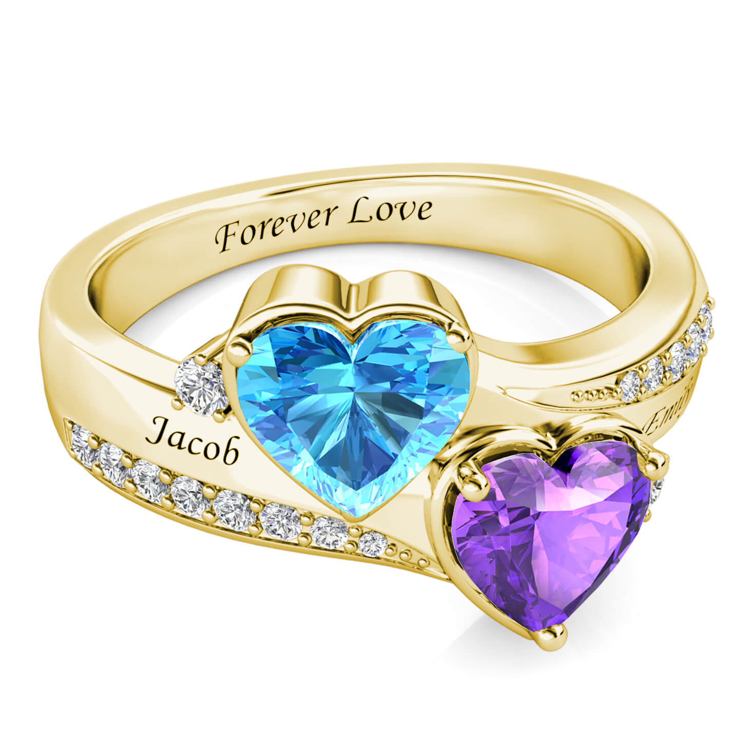 Personalized Zircon Ring in 925 Sterling Silver and 18K Gold /Rose Gold