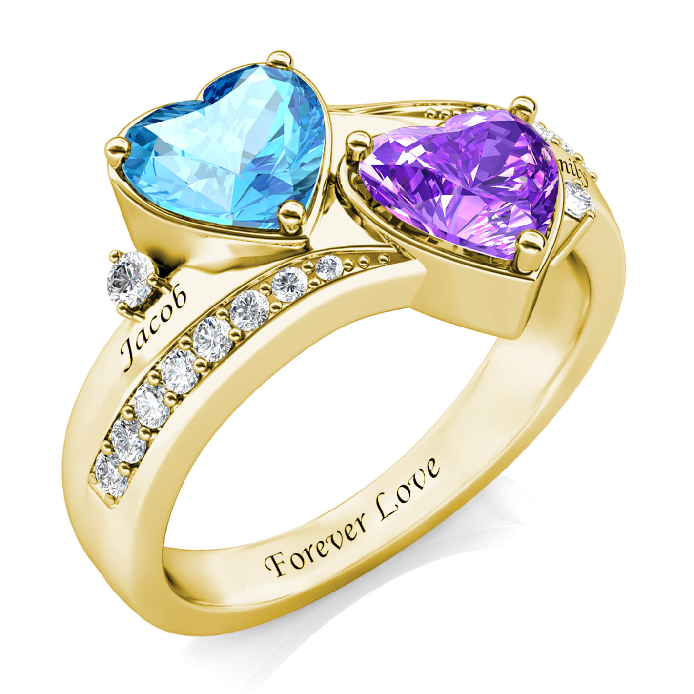 Personalized Zircon Ring in 925 Sterling Silver and 18K Gold /Rose Gold
