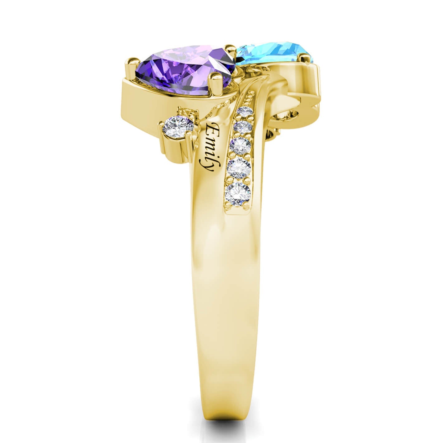 Personalized Zircon Ring in 925 Sterling Silver and 18K Gold /Rose Gold