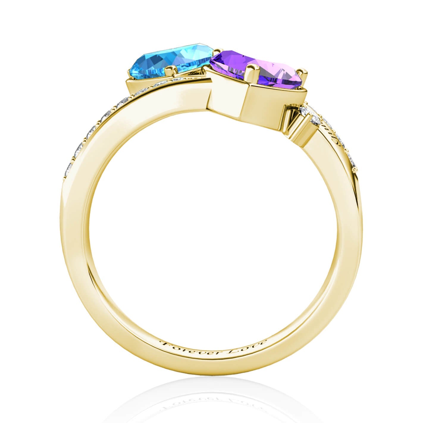 Personalized Zircon Ring in 925 Sterling Silver and 18K Gold /Rose Gold