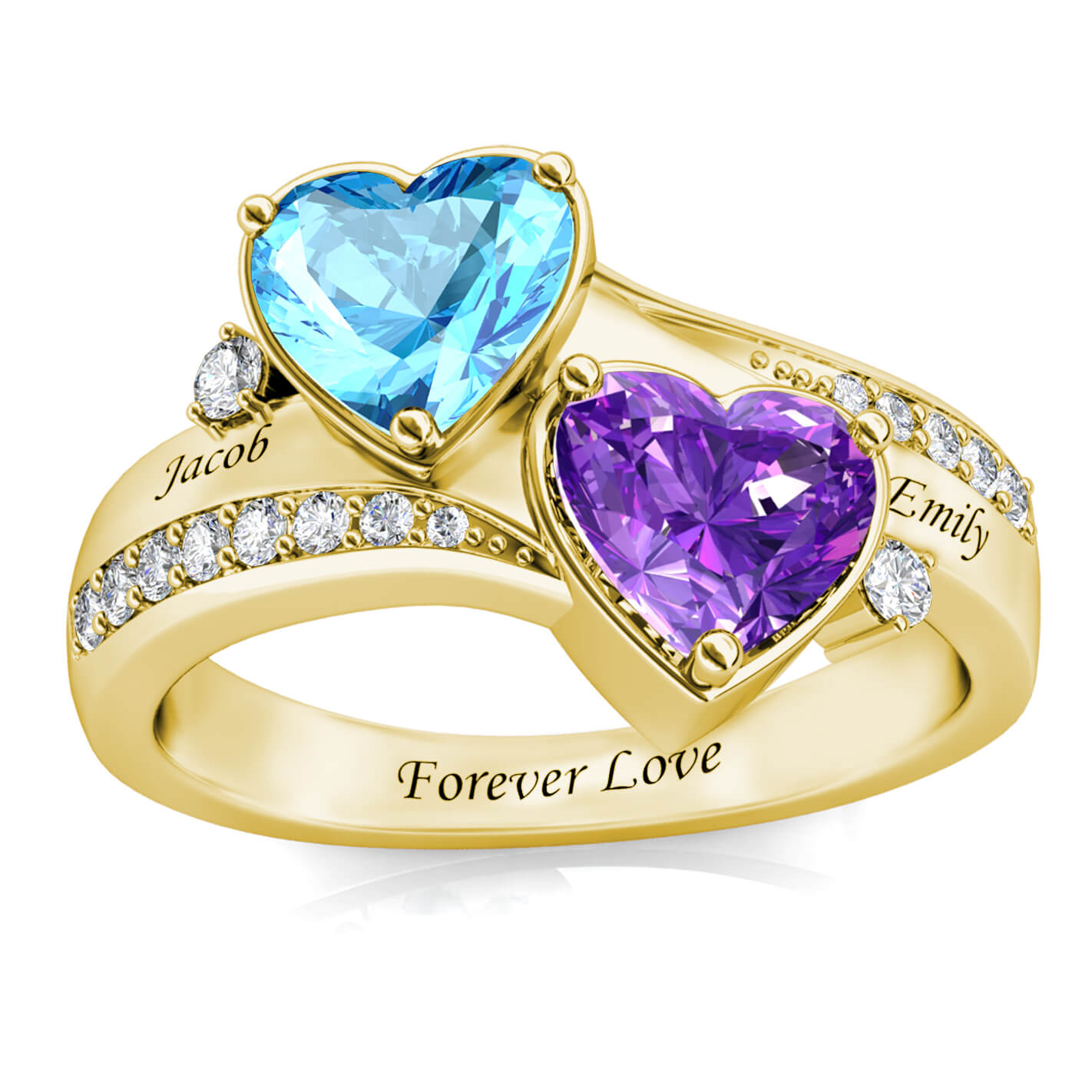 Personalized Zircon Ring in 925 Sterling Silver and 18K Gold /Rose Gold