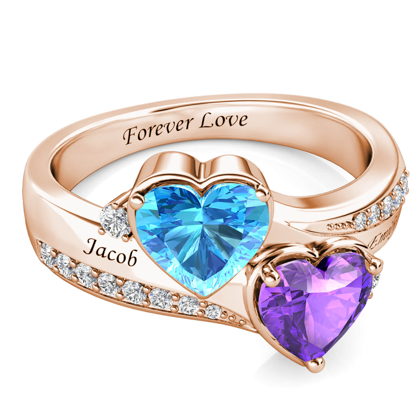 Personalized Zircon Ring in 925 Sterling Silver and 18K Gold /Rose Gold