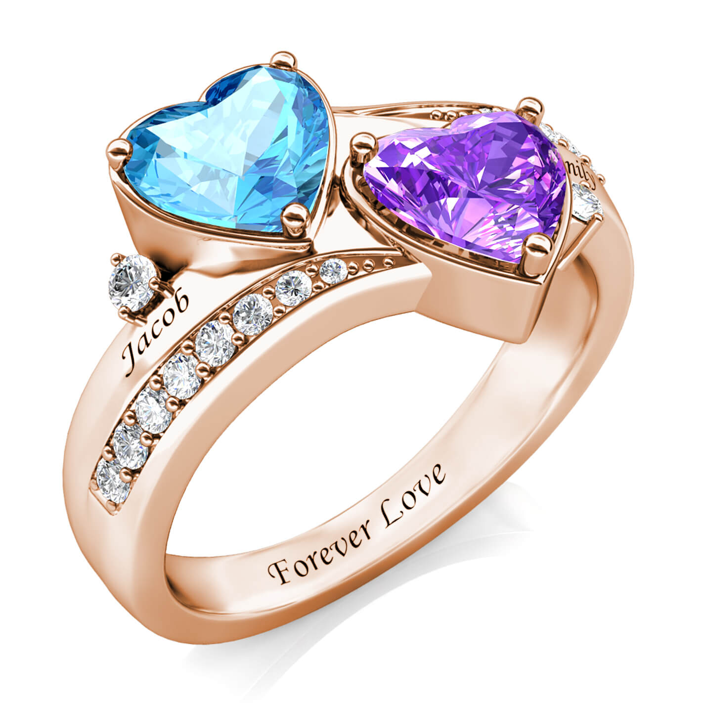 Personalized Zircon Ring in 925 Sterling Silver and 18K Gold /Rose Gold