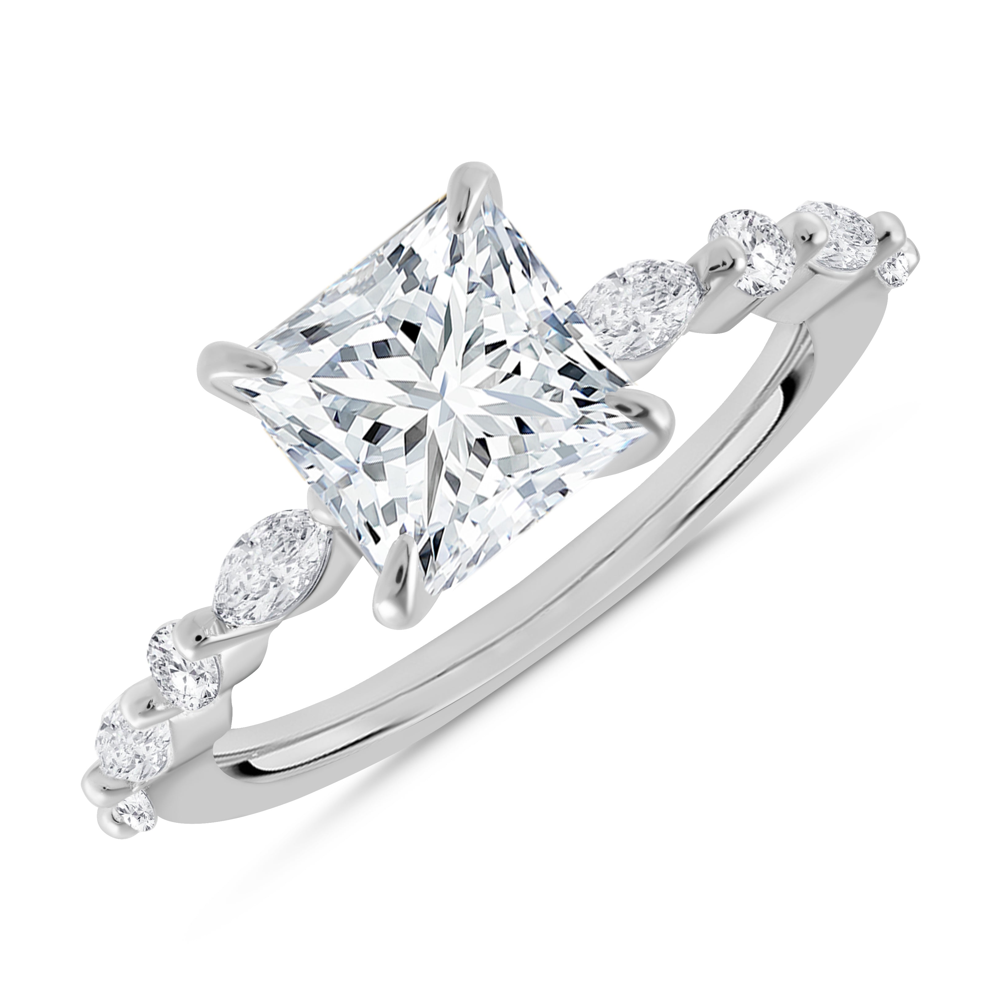 Everlasting Grace Moissanite Engagement Sterling Silver Ring