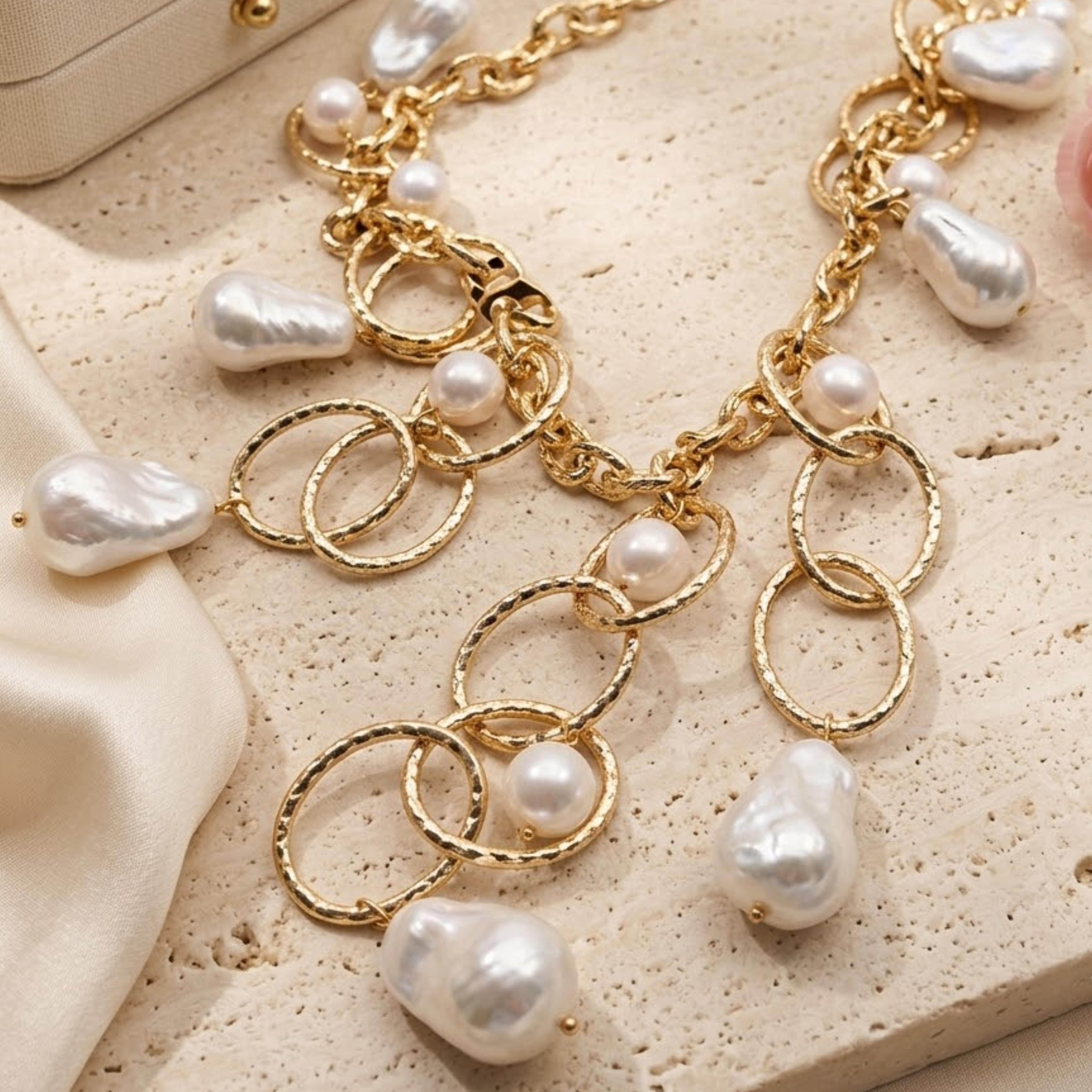Selene Baroque Pearl Chain Necklace