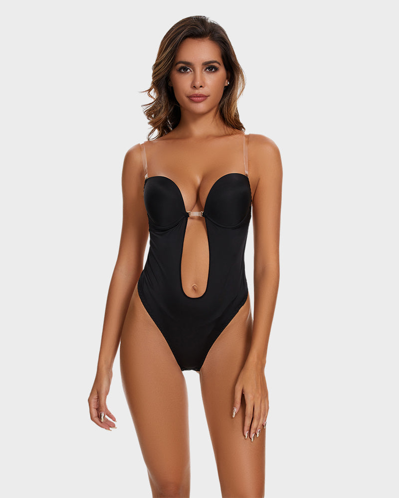Elegant Allure Strapless U-Plunge Thong Bodysuit