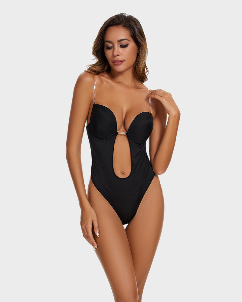 Elegant Allure Strapless U-Plunge Thong Bodysuit