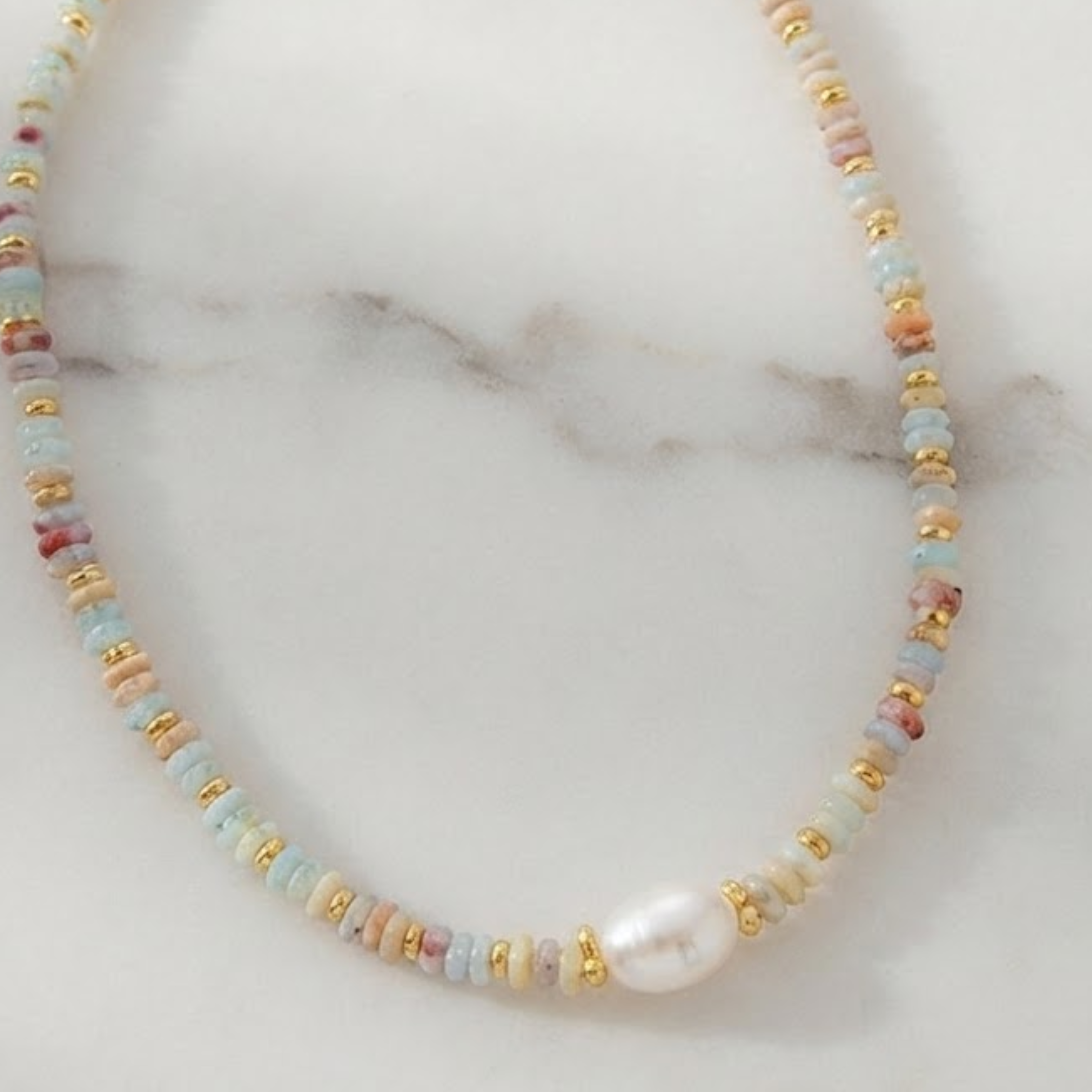 Zebbia Natural Stone Chain Necklace