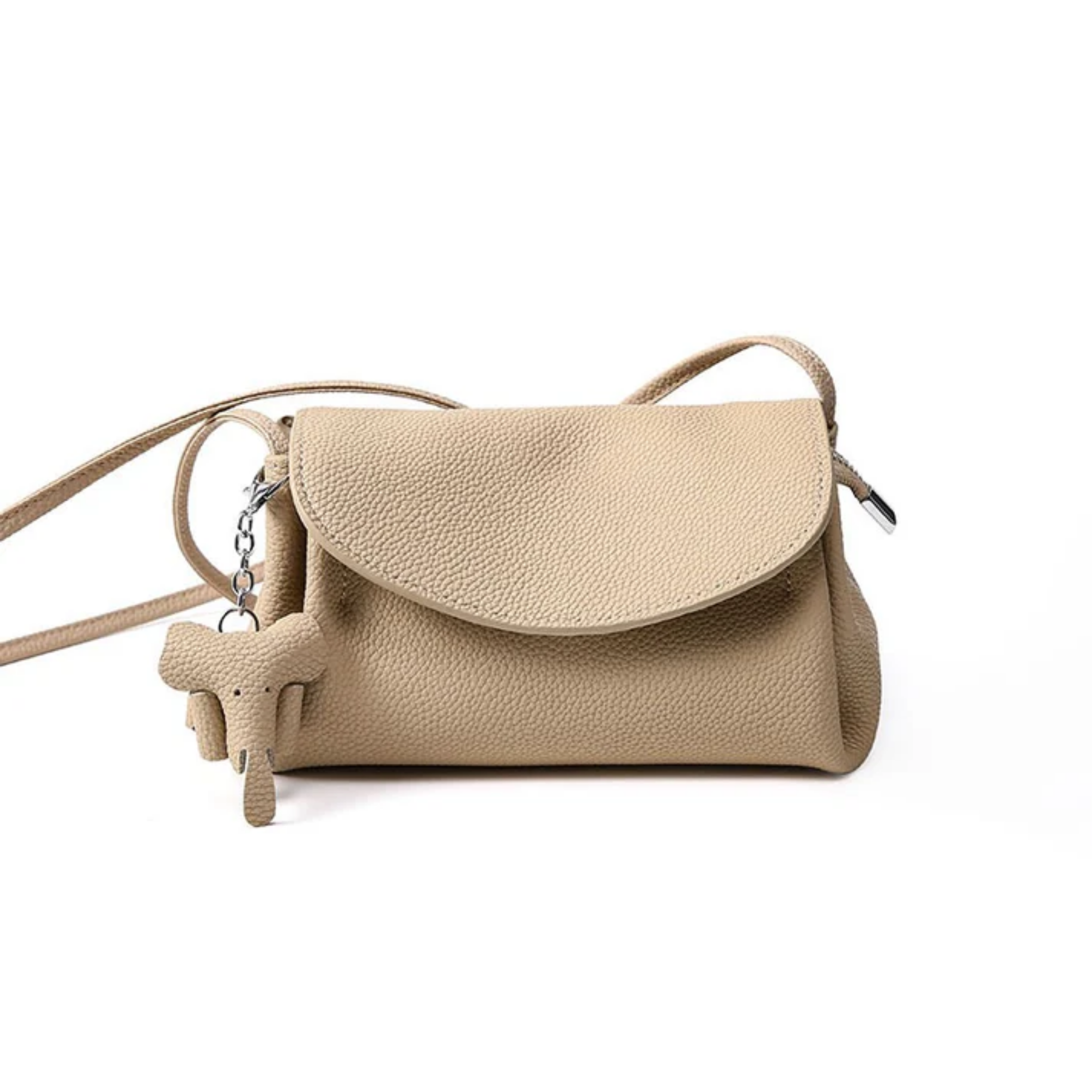 Vaelisse Genuine Leather Crossbody Bag with Mini Elephant Pendant