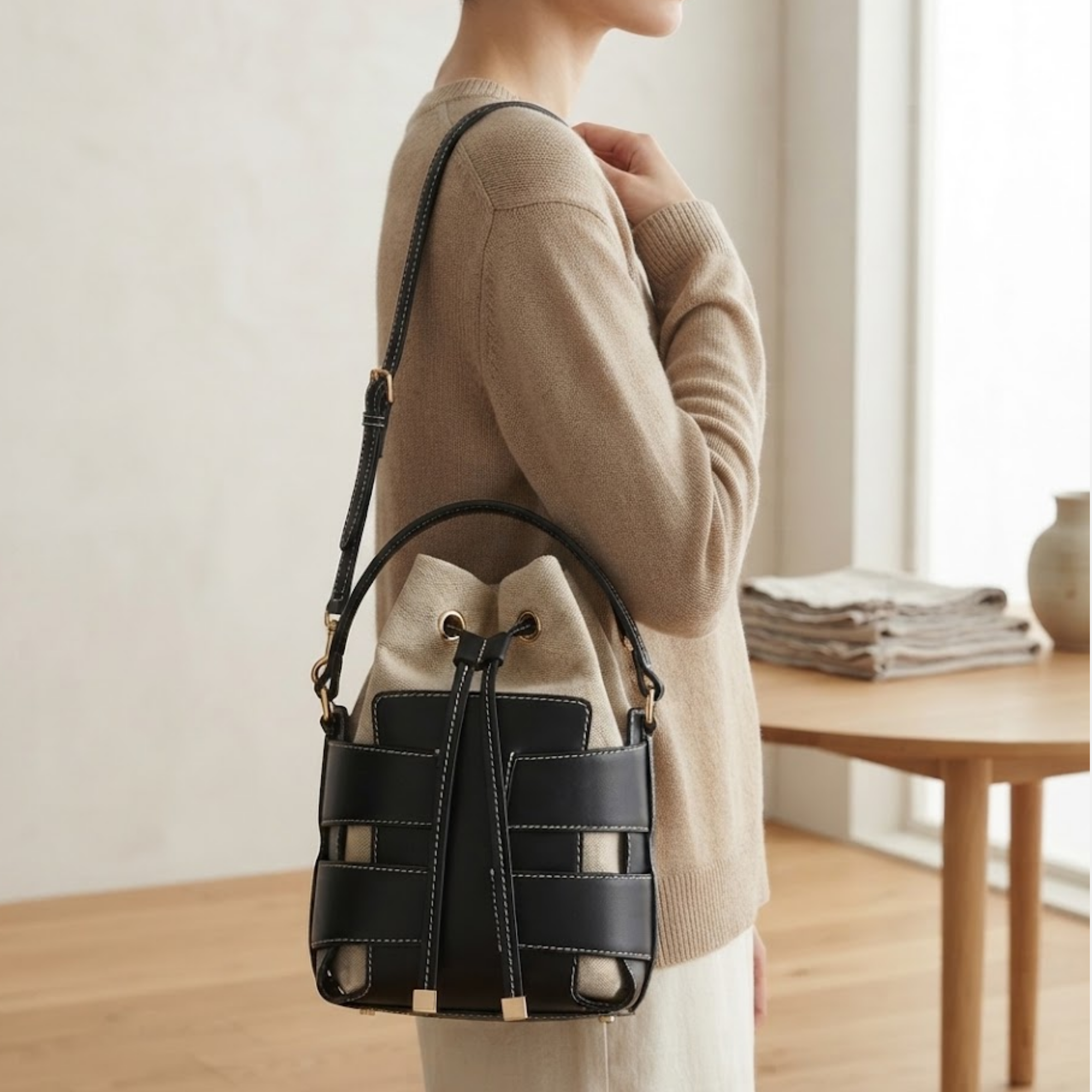 Borsa a secchiello a tracolla elegante Zelora