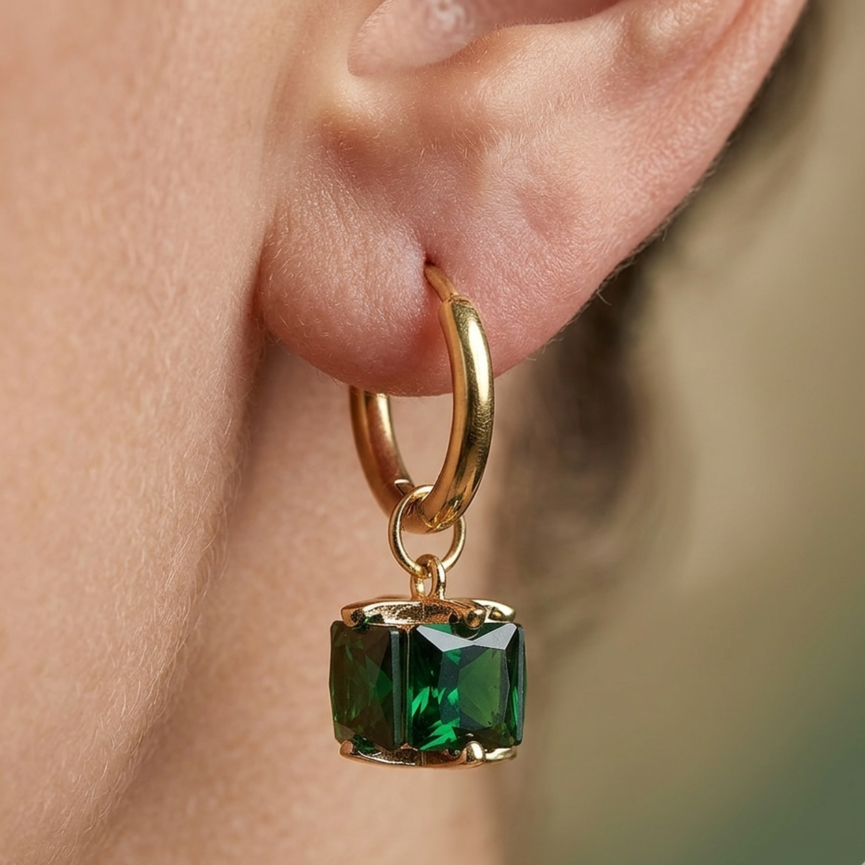 Ovelia Emerald Dangle Hoops