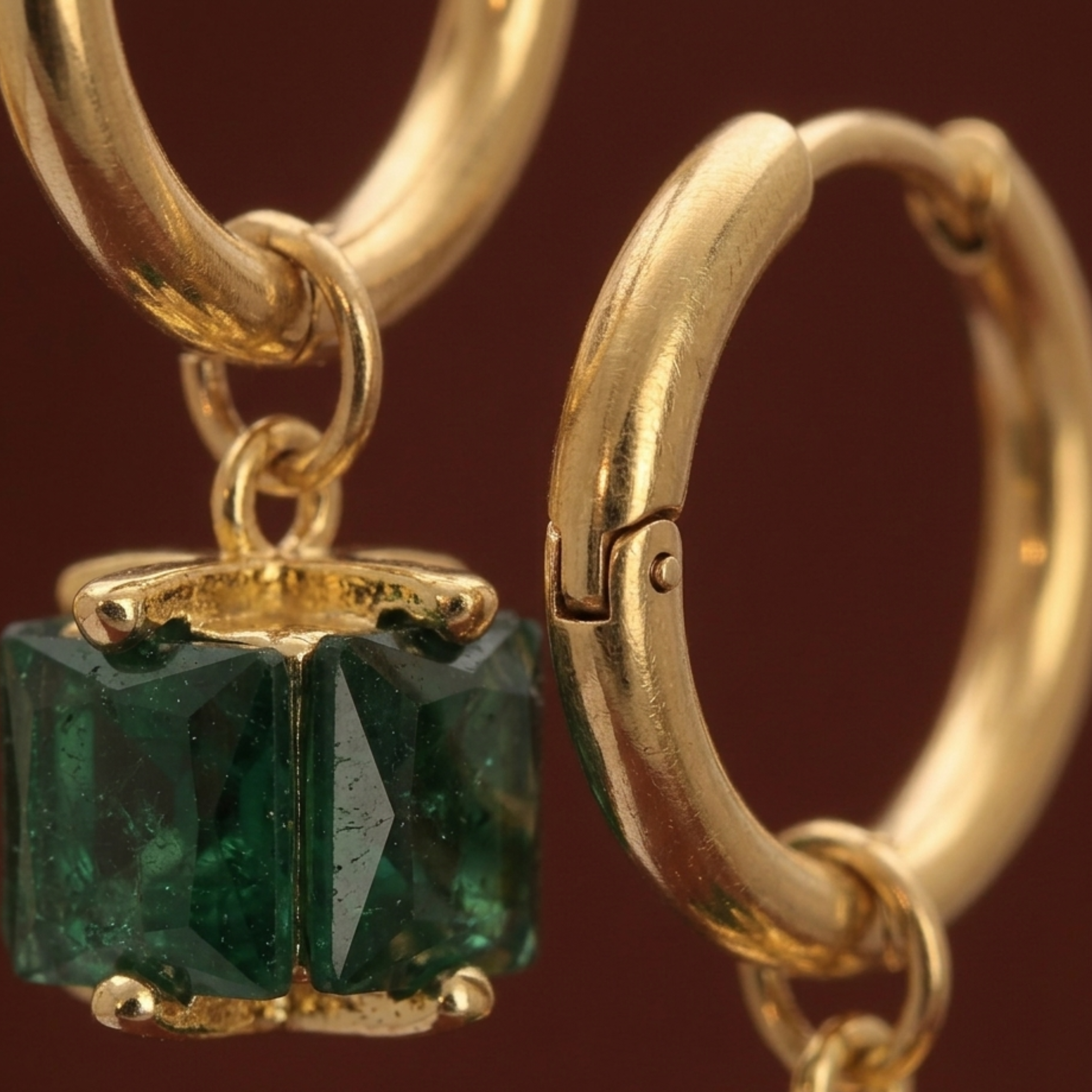 Ovelia Emerald Dangle Hoops