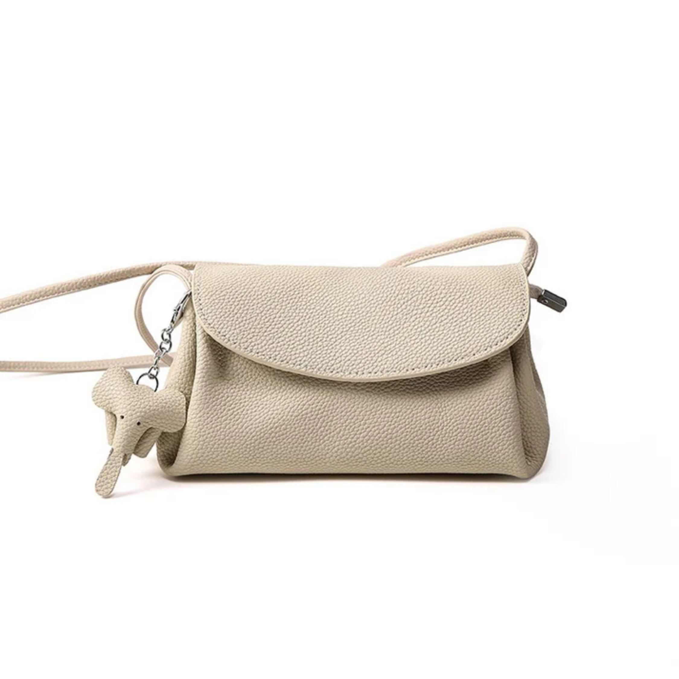 Vaelisse Genuine Leather Crossbody Bag with Mini Elephant Pendant