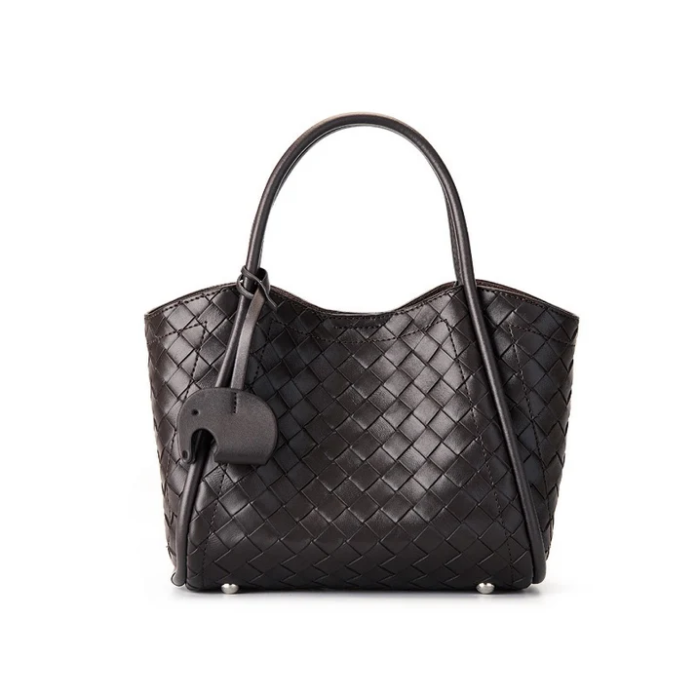 Calystria Genuine Leather Woven Large Tote Crossbody Basket Bag