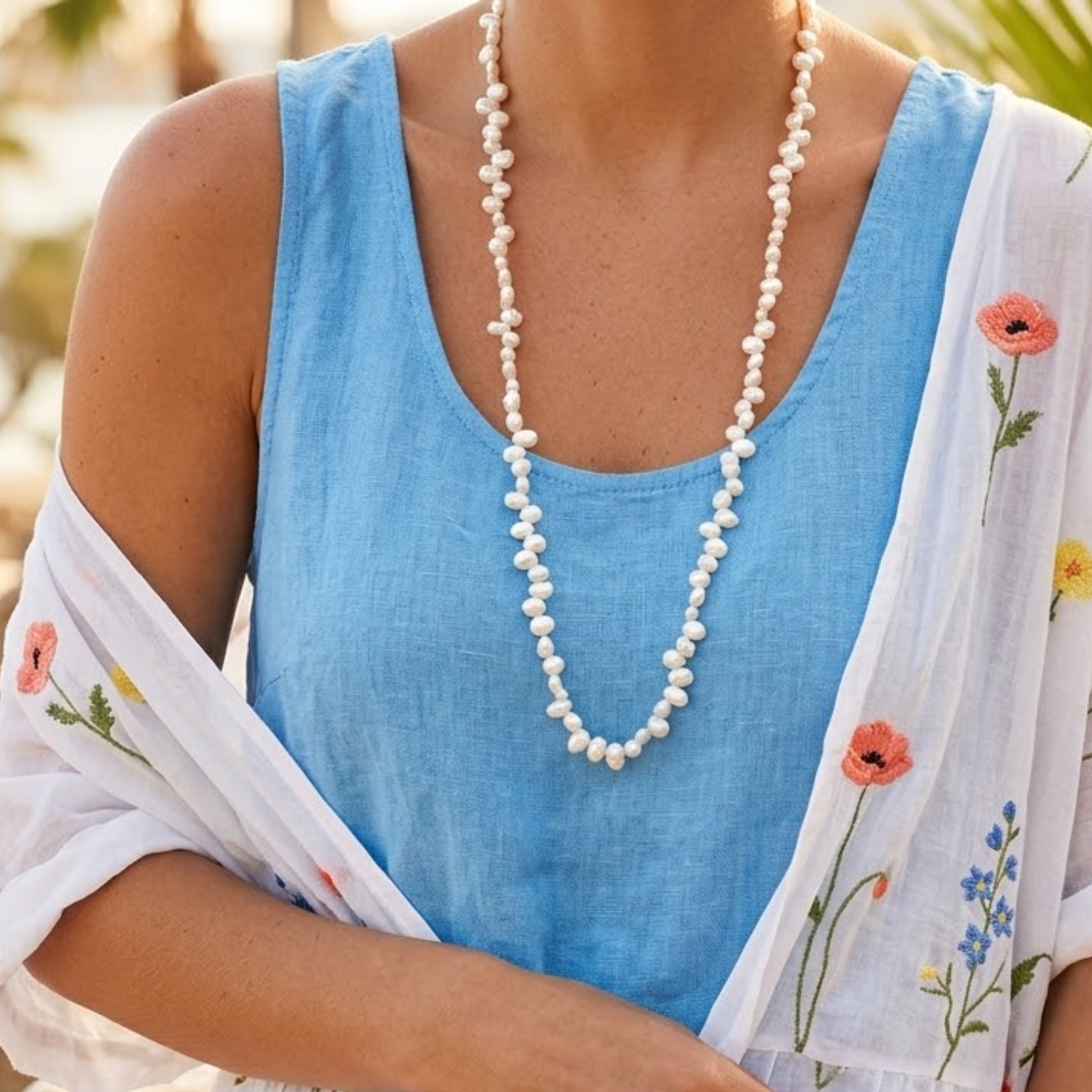 Thalassa Long Freshwater Pearl Necklace