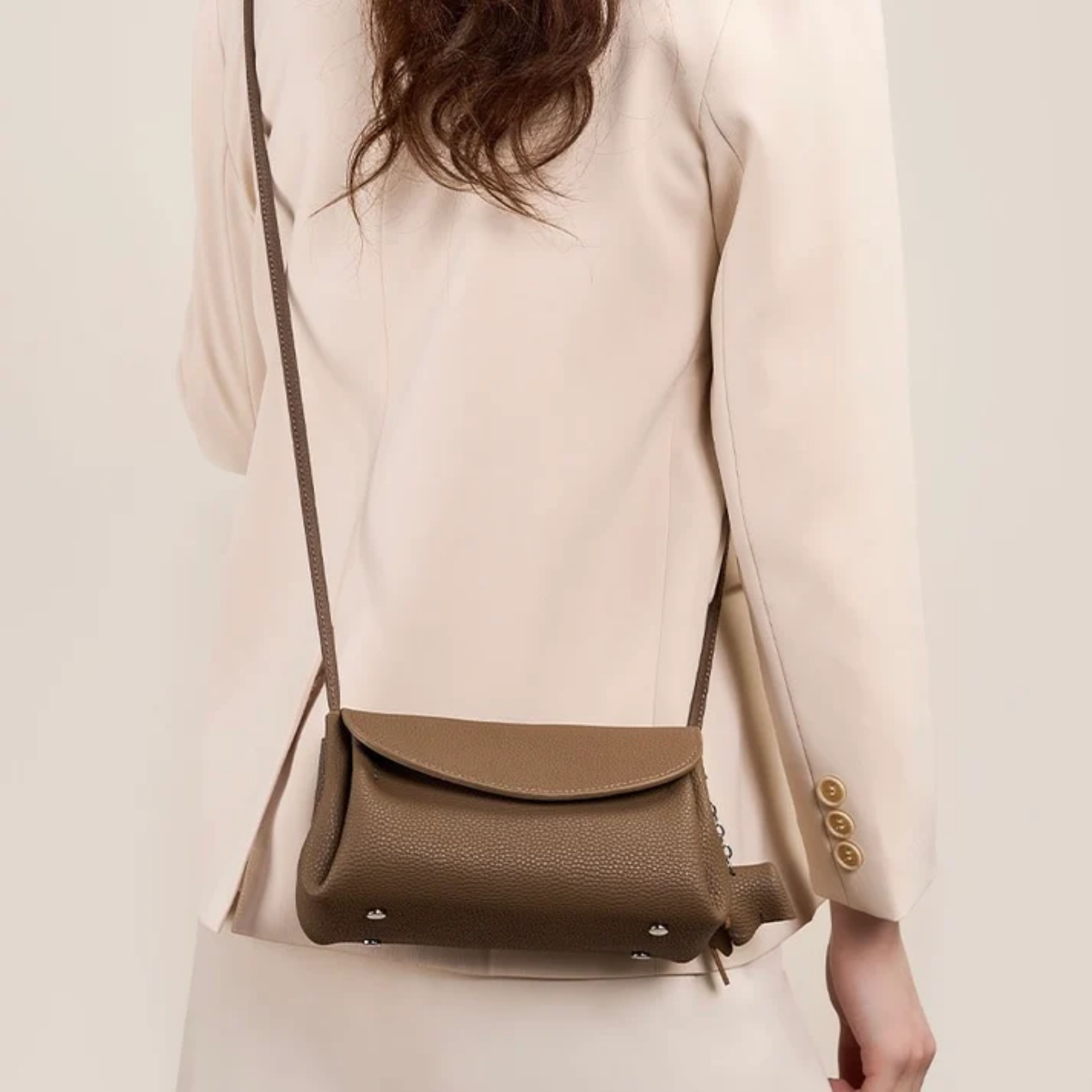 Vaelisse Genuine Leather Crossbody Bag with Mini Elephant Pendant