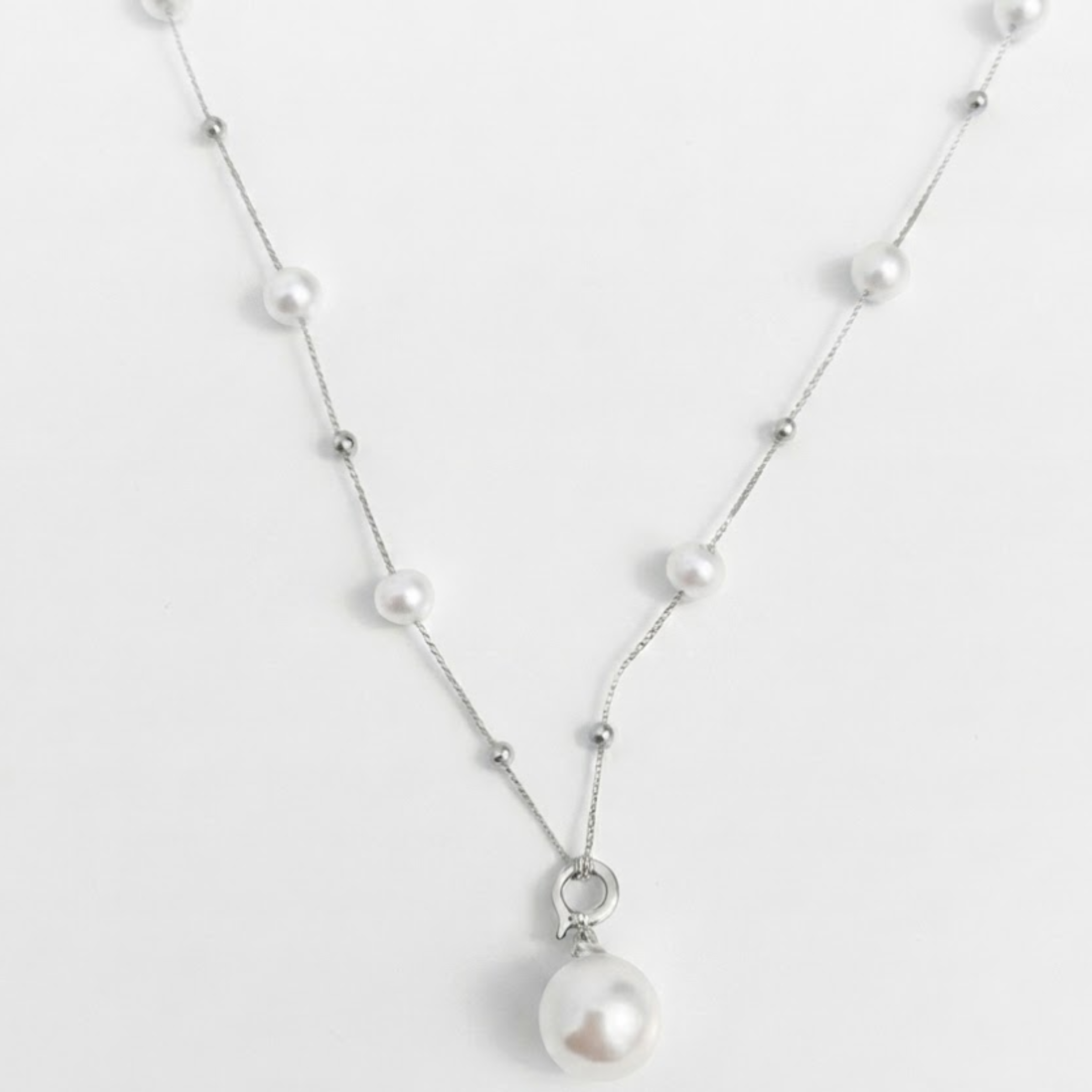 Ivana Silver Pearl Necklace