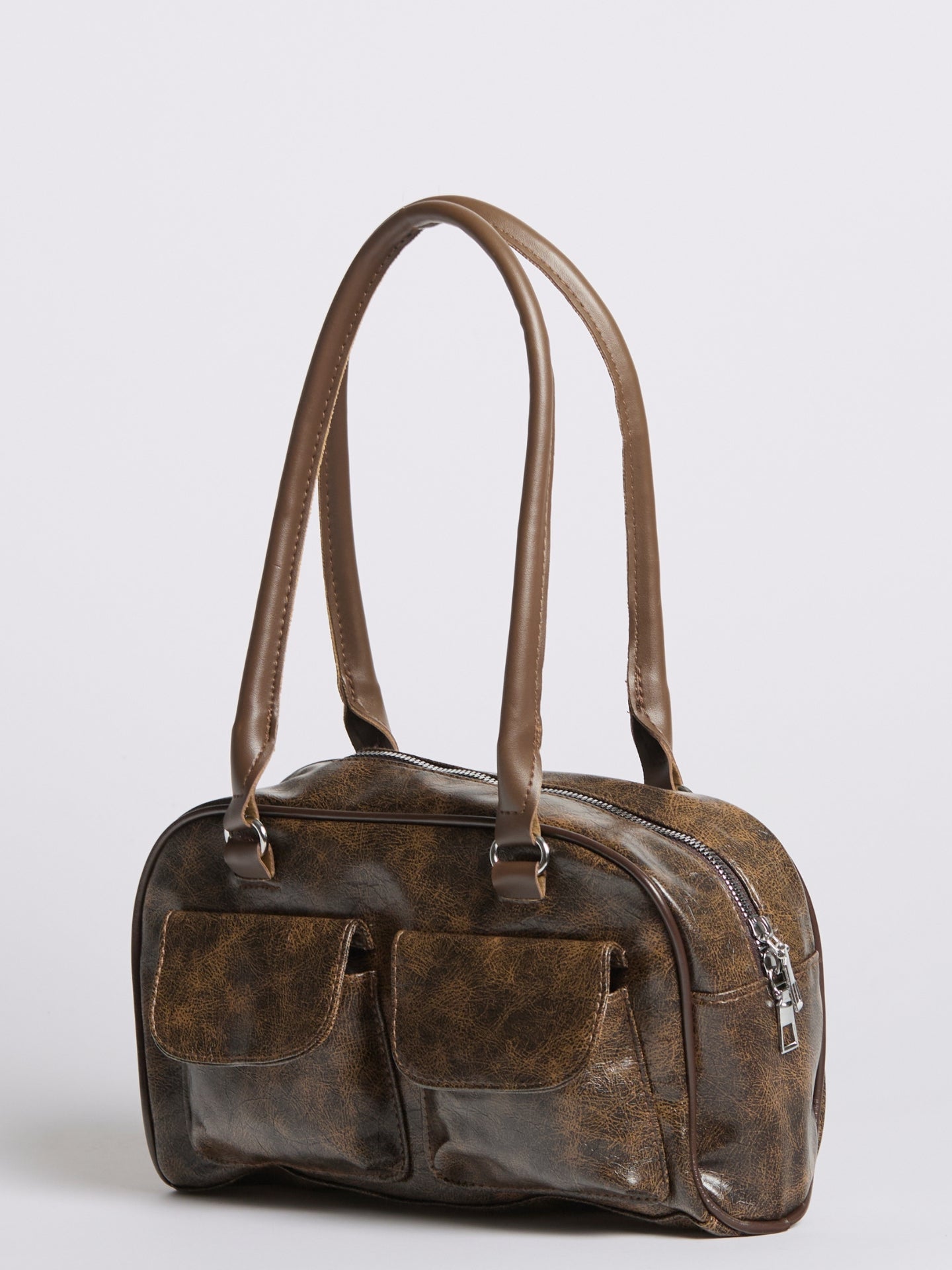 Urban Sleek Distressed Leather Shoulder Bag