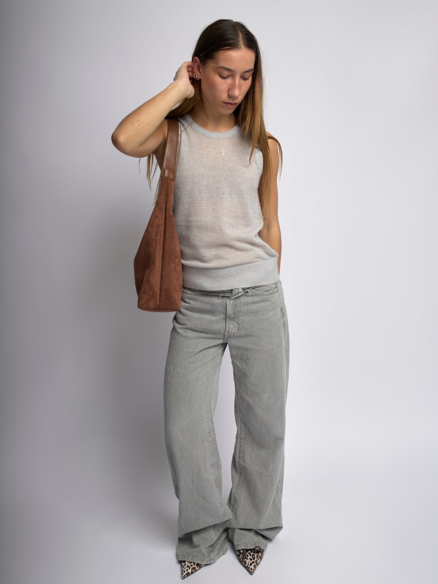 Elegant Vegan Leather Half-Moon Tote