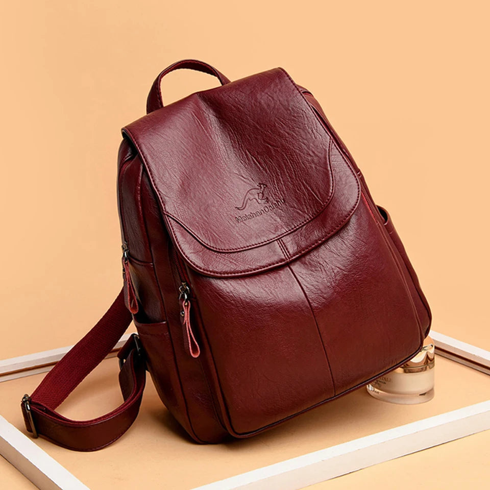 AriaGuard Mini Anti-Theft Leather Backpack