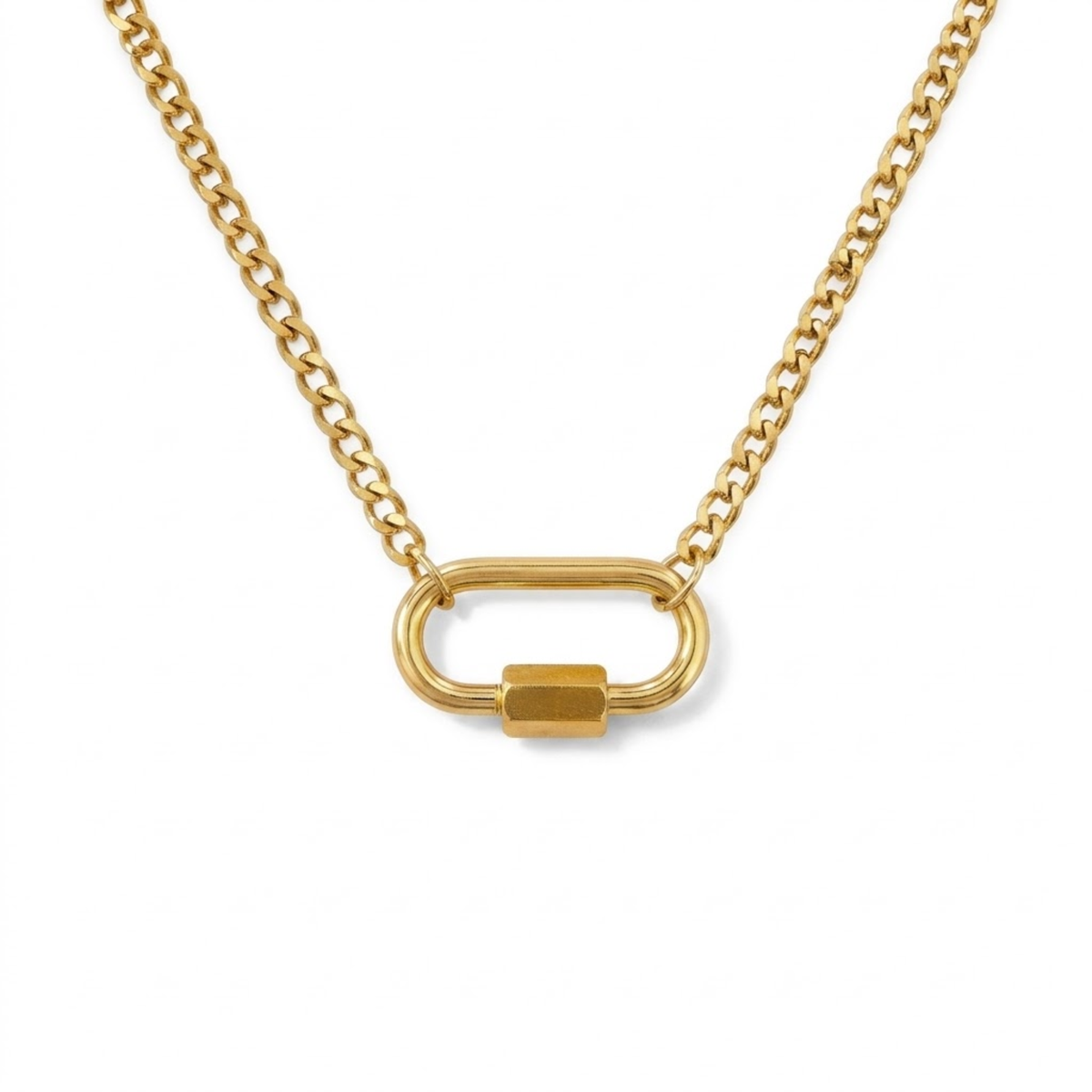 Chains - Gold Oval Clasp Chain Necklace