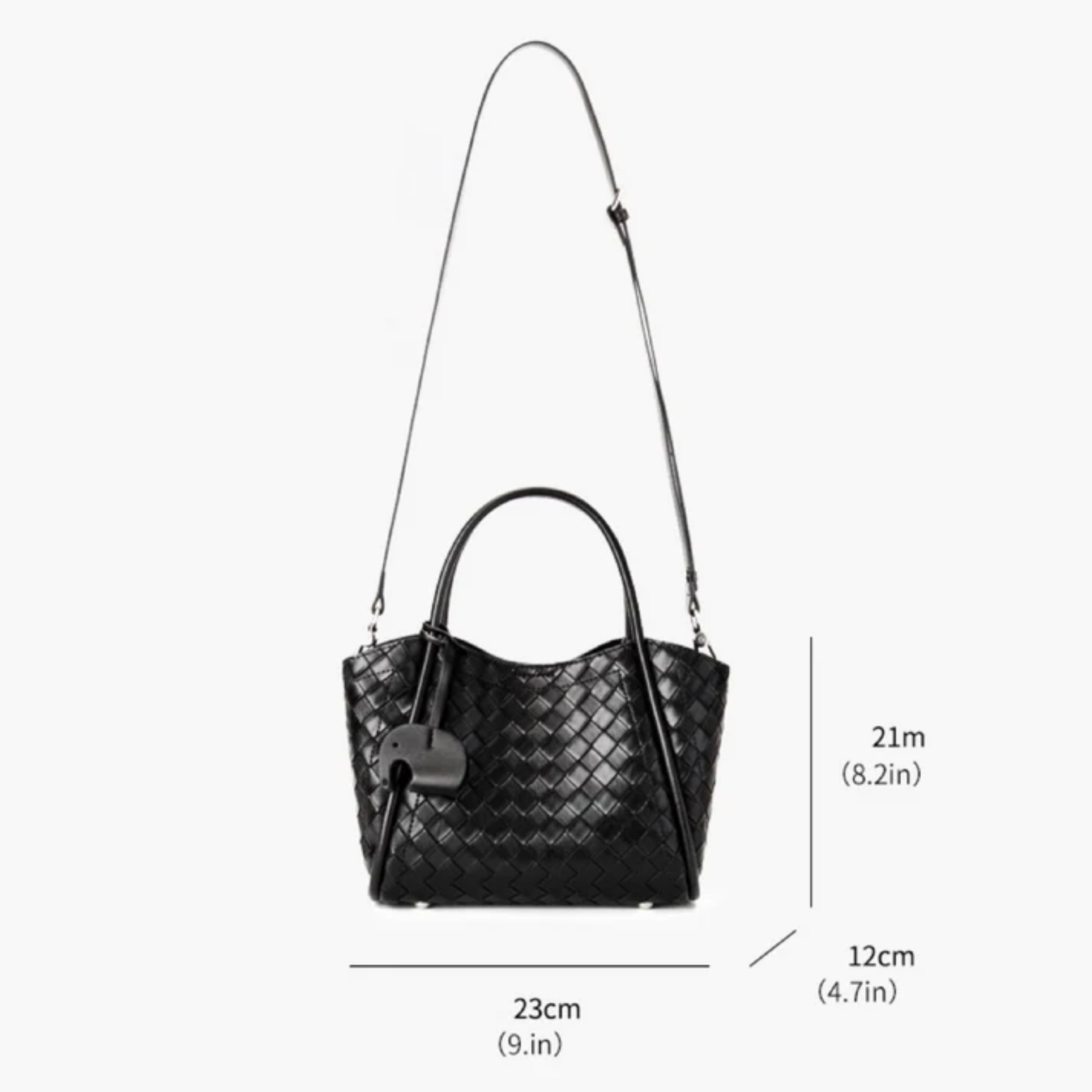 Calystria Genuine Leather Woven Large Tote Crossbody Basket Bag